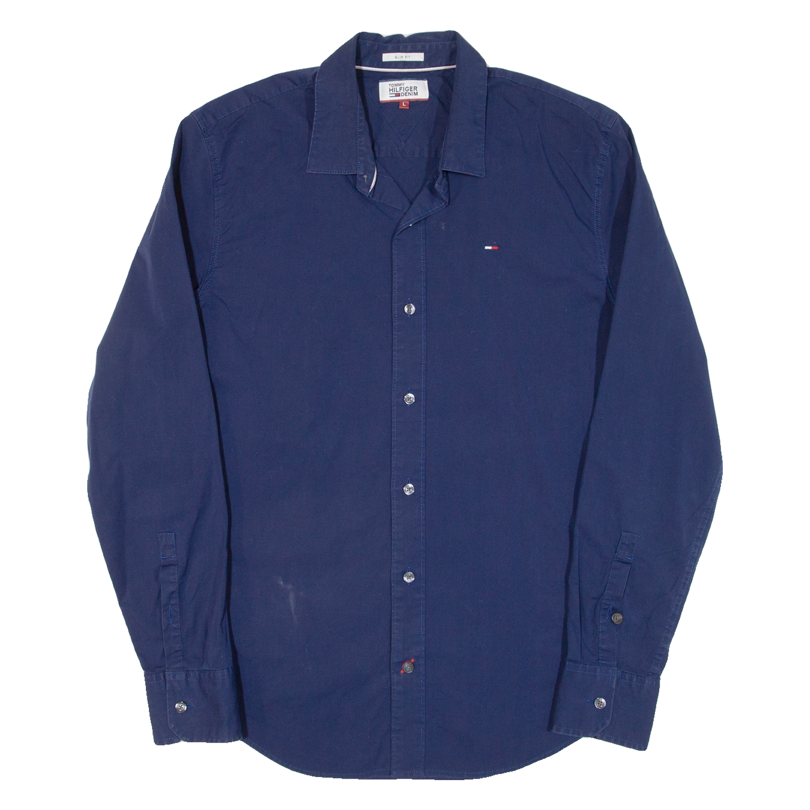 TOMMY HILFIGER Slim Fit Mens Plain Shirt Blue Long Sleeve L Refurbished - N/A refurbished available on Cerqular