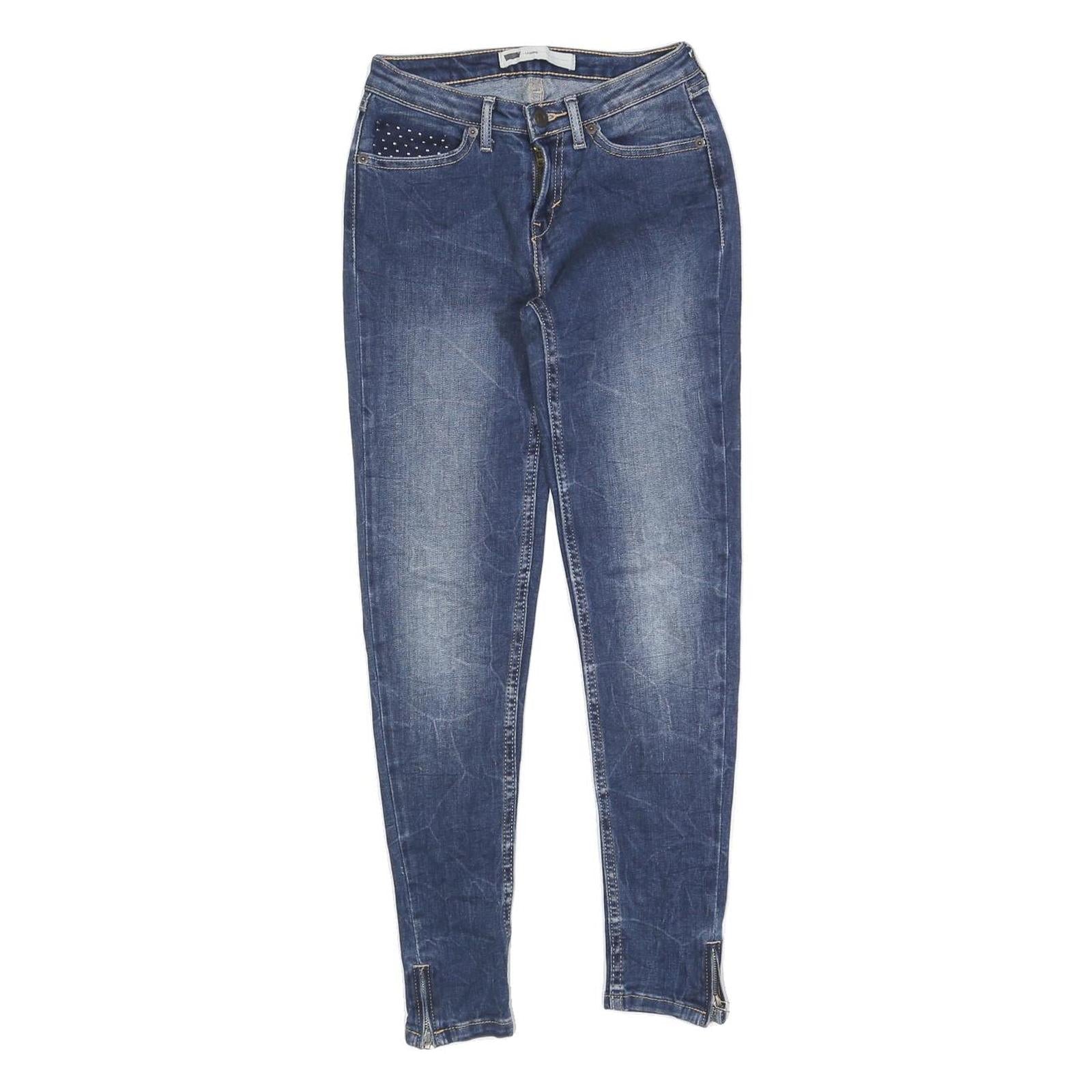 LEVI'S Womens Slim Blue Denim Light W22 L27 Zip Jeans Stud Detail Skinny Fit Refurbished - N/A refurbished available on Cerqular