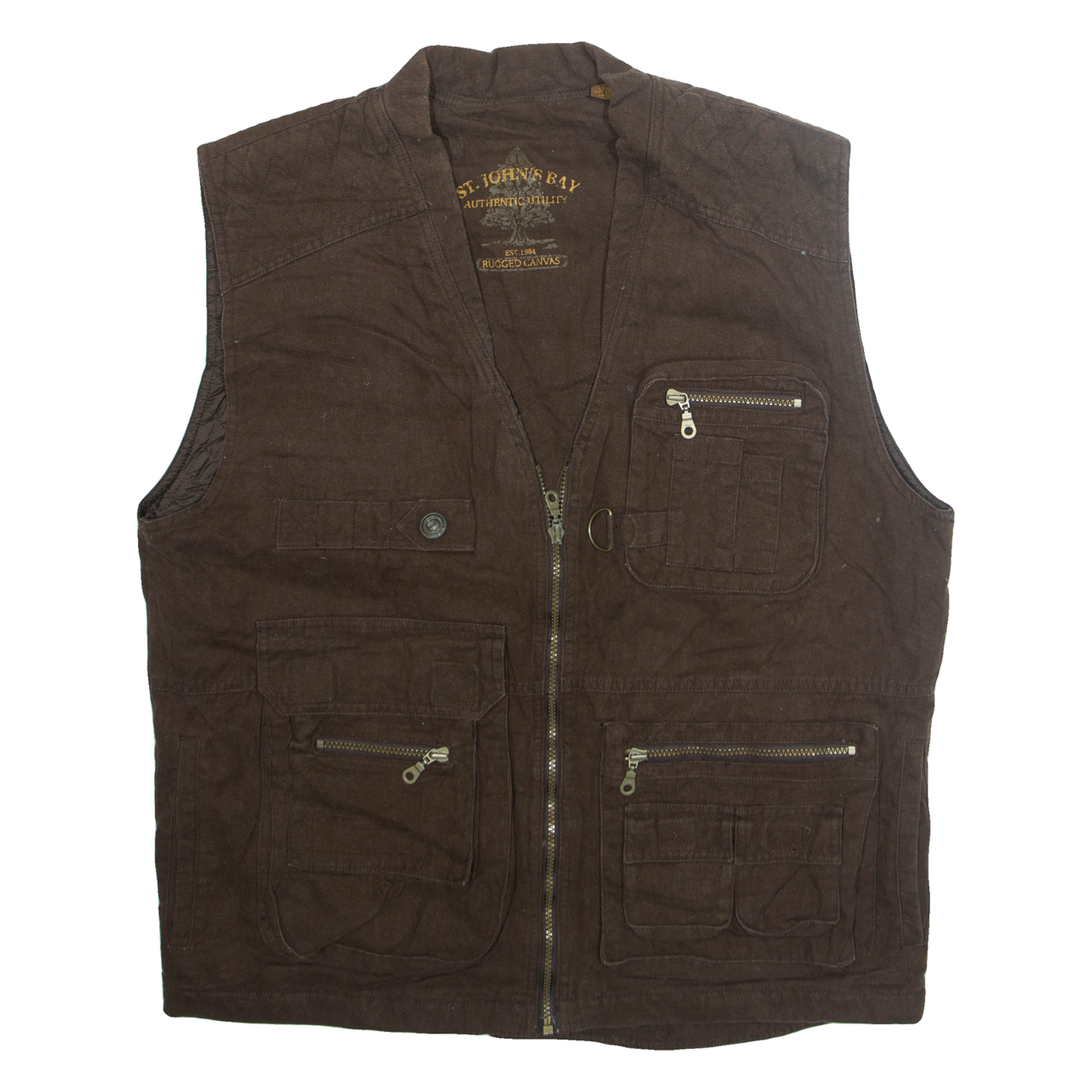ST. JOHNS BAY Mens Gilet Brown L Refurbished - N/A refurbished available on Cerqular