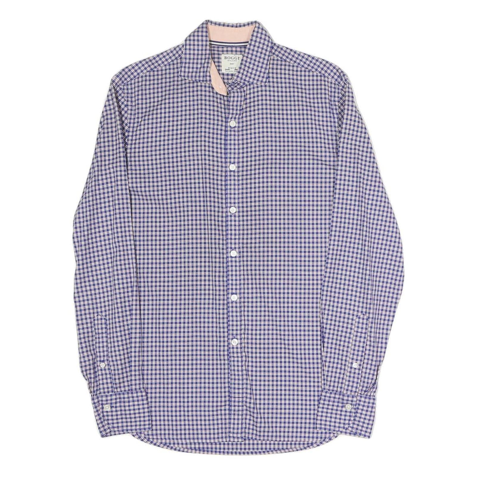 BOGGI Mens Blue Check Shirt S Cotton Blend Casual Button Down Refurbished - N/A refurbished available on Cerqular