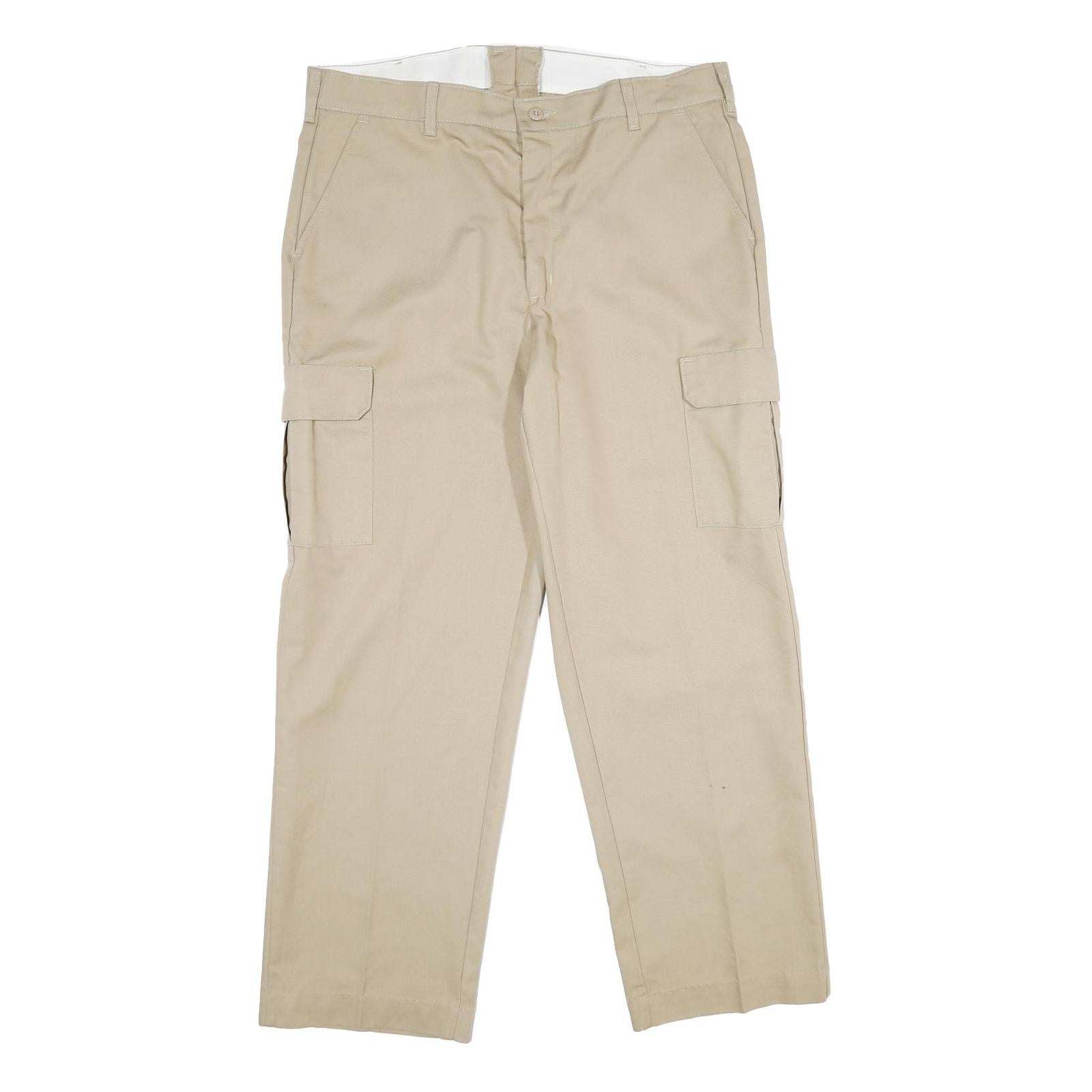 RED KAP Mens Regular Beige Cargo Trousers W38 L32 Polyester Blend Zip Pockets Refurbished - N/A refurbished available on Cerqular