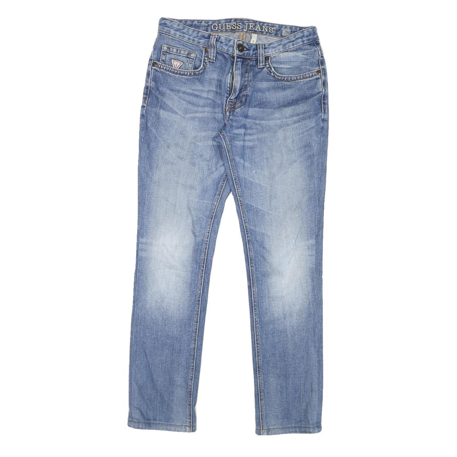 GUESS Womens Slim Blue Denim Jeans W28 L29 Stylish Cotton Blend Zip Closure Refurbished - N/A refurbished available on Cerqular
