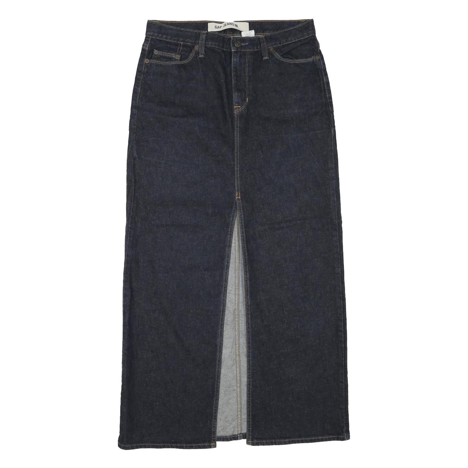 GAP Womens Blue Denim Midi Straight Skirt UK 6 Cotton Blend Front Slit Pockets Refurbished - N/A refurbished available on Cerqular