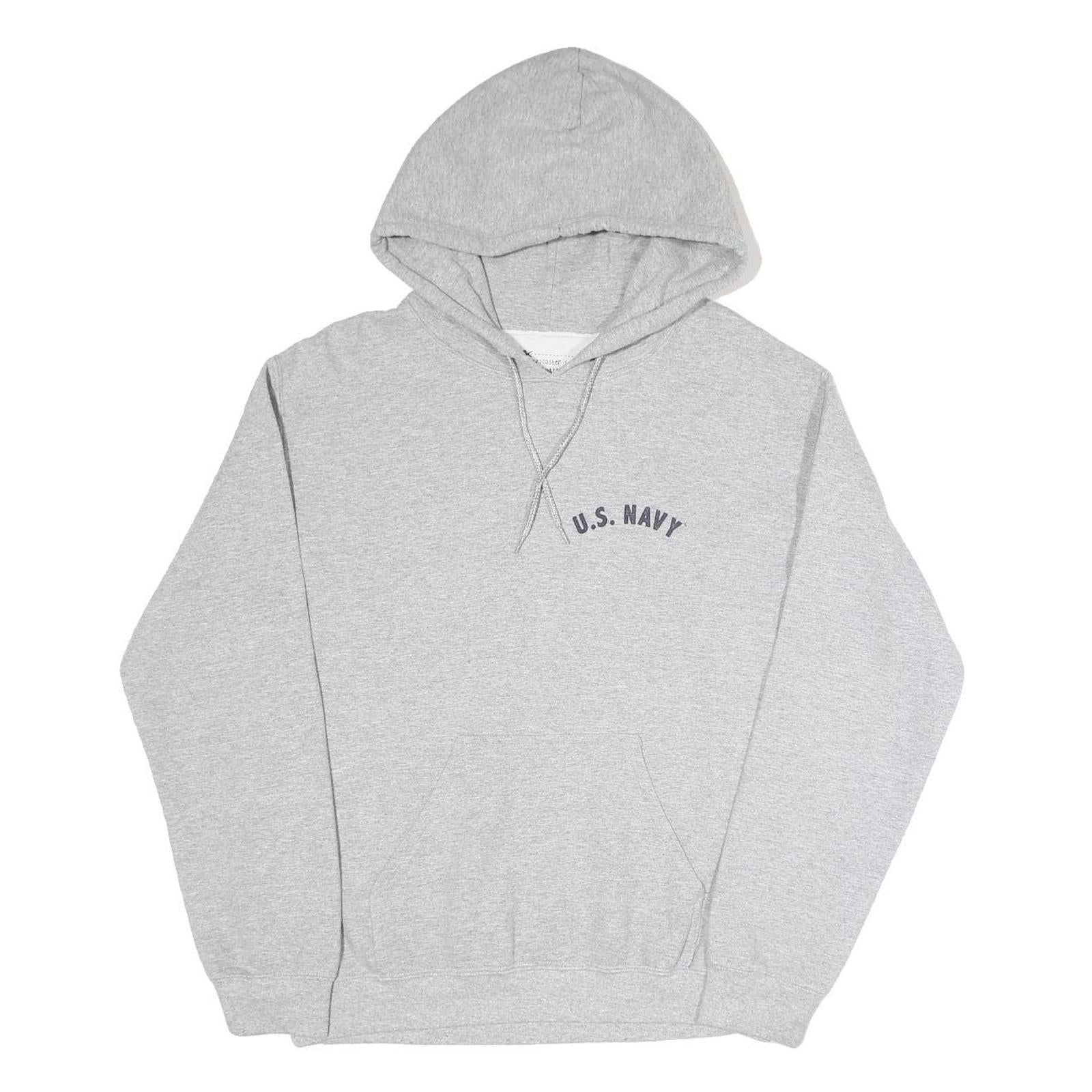 Mens Grey U.S. Navy Pullover Hoodie S Cotton Blend Military Style Refurbished - N/A refurbished available on Cerqular