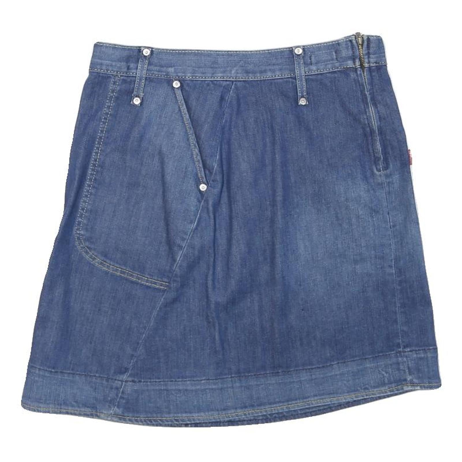 LEVI'S Womens Blue Denim Mini Cotton Blend Skirt L Functional Pockets Refurbished - N/A refurbished available on Cerqular