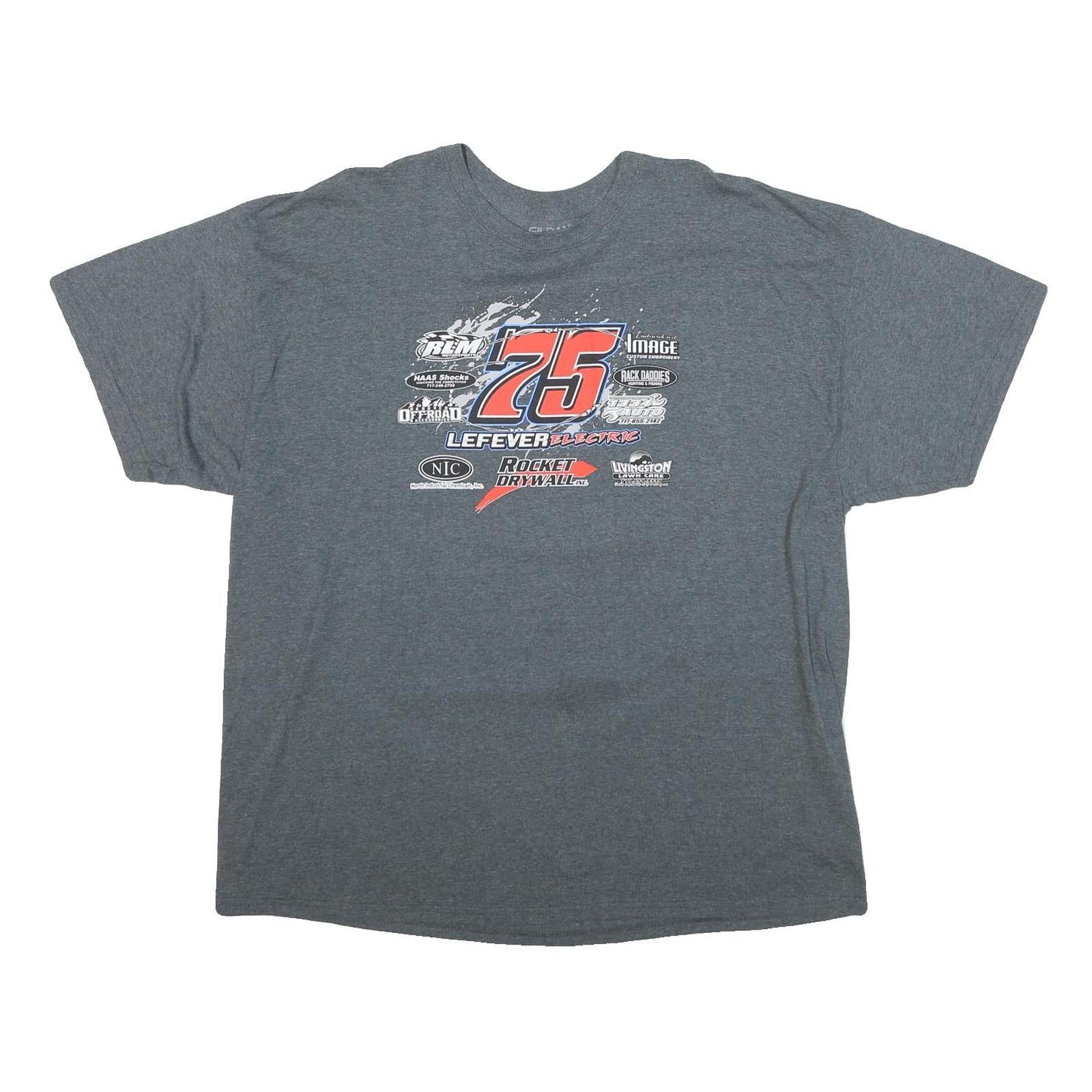 GILDAN Mens Grey 2XL Graphic T-Shirt Short Sleeve Crew Neck Racing Logo Print Refurbished - N/A refurbished available on Cerqular