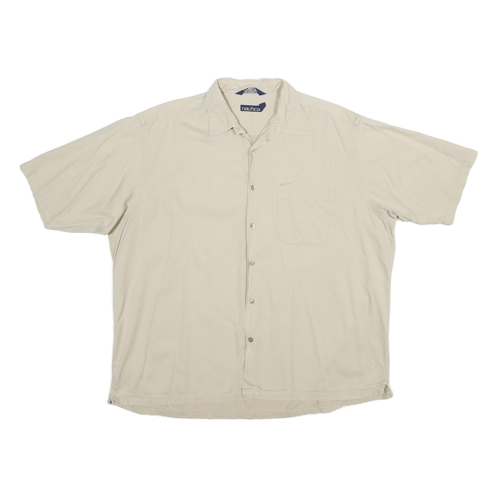 NAUTICA Mens Beige Cotton Blend Casual Shirt XL Button Short Sleeve Pocket Refurbished - N/A refurbished available on Cerqular