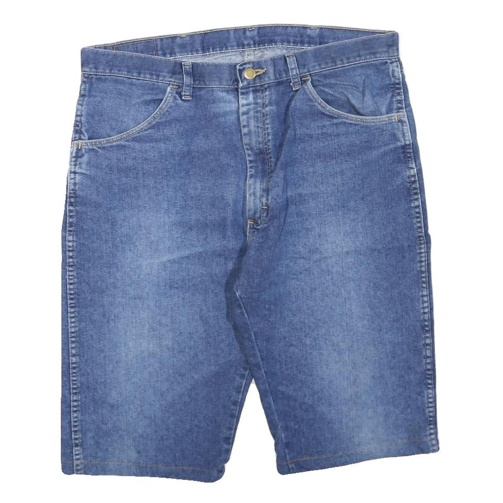 WRANGLER Mens Blue Denim Shorts L W38 Casual Cotton Blend Button Closure Refurbished - N/A refurbished available on Cerqular