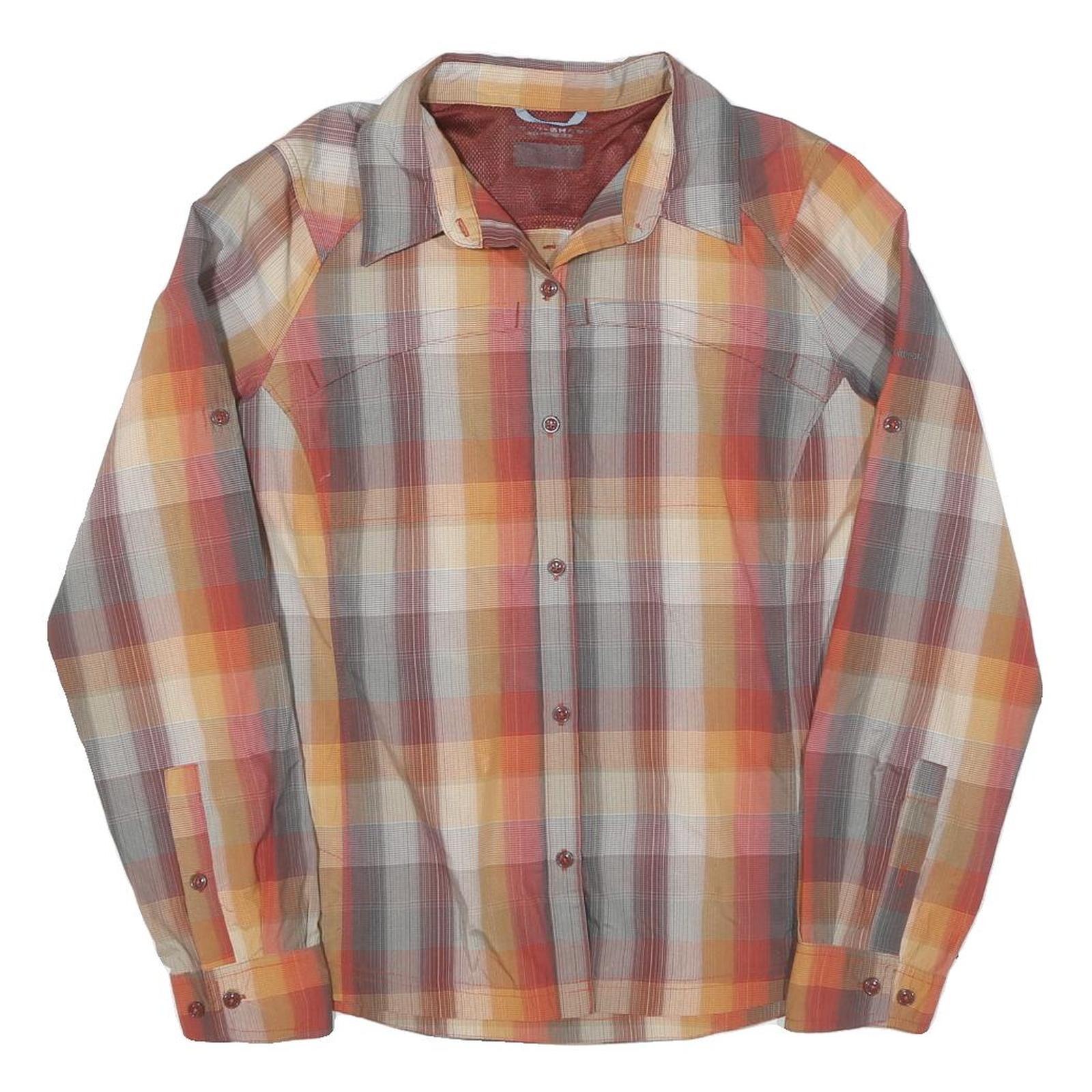 COLUMBIA Womens Orange & Grey Check Shirt M Outdoor Casual Long Sleeve Cotton Refurbished - N/A refurbished available on Cerqular