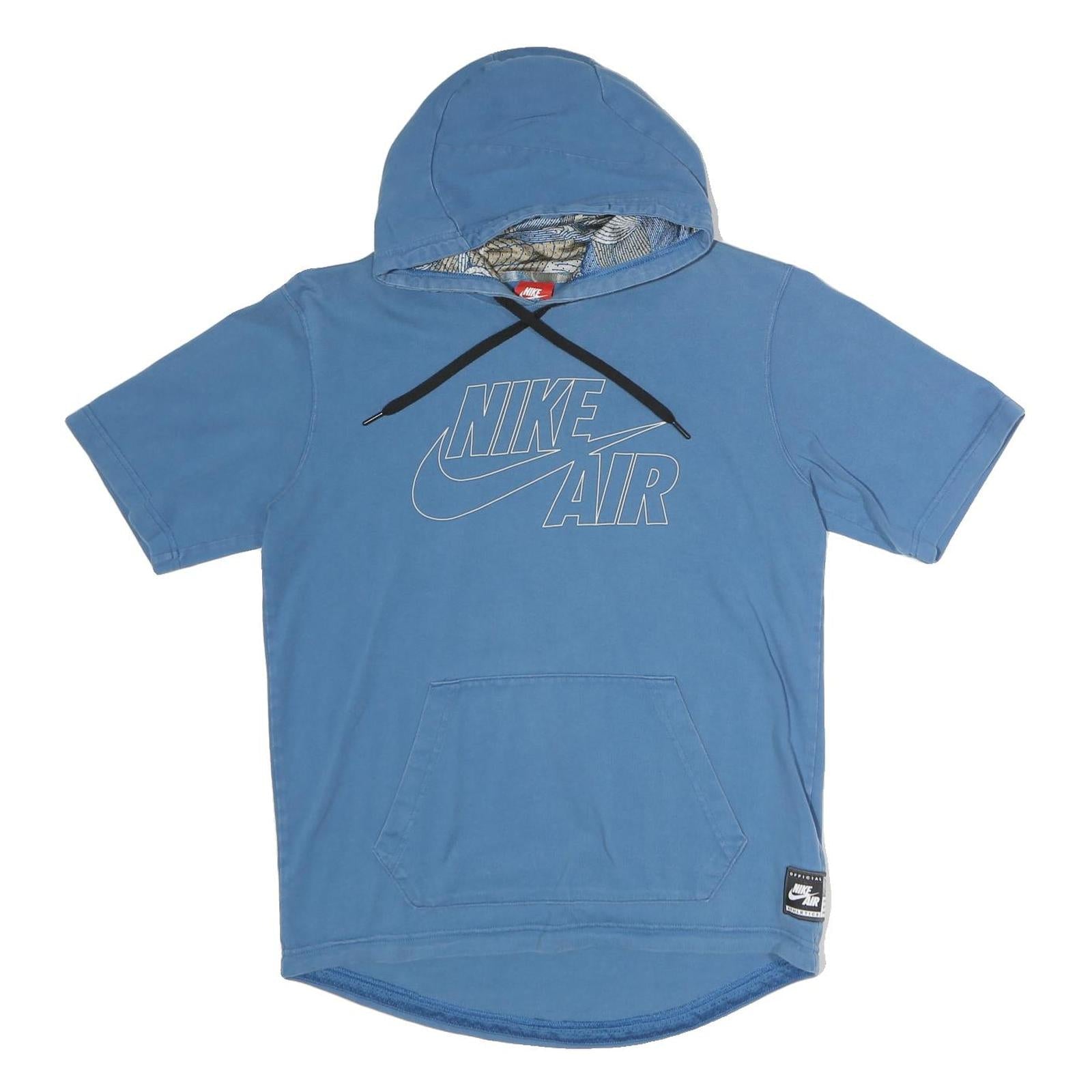 NIKE Mens Blue Cotton Blend Hoodie M Short Sleeve Pullover Nike Air Print Refurbished - N/A refurbished available on Cerqular