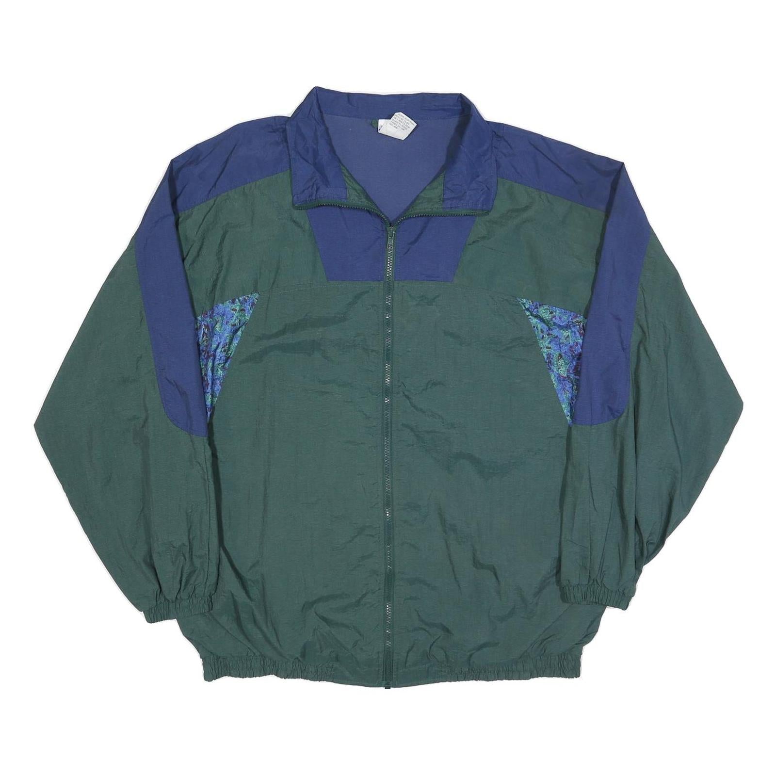 PRO SPIRIT Mens Green & Blue Nylon Zip Track Jacket XL Plain Casual Lightweight Refurbished - N/A refurbished available on Cerqular