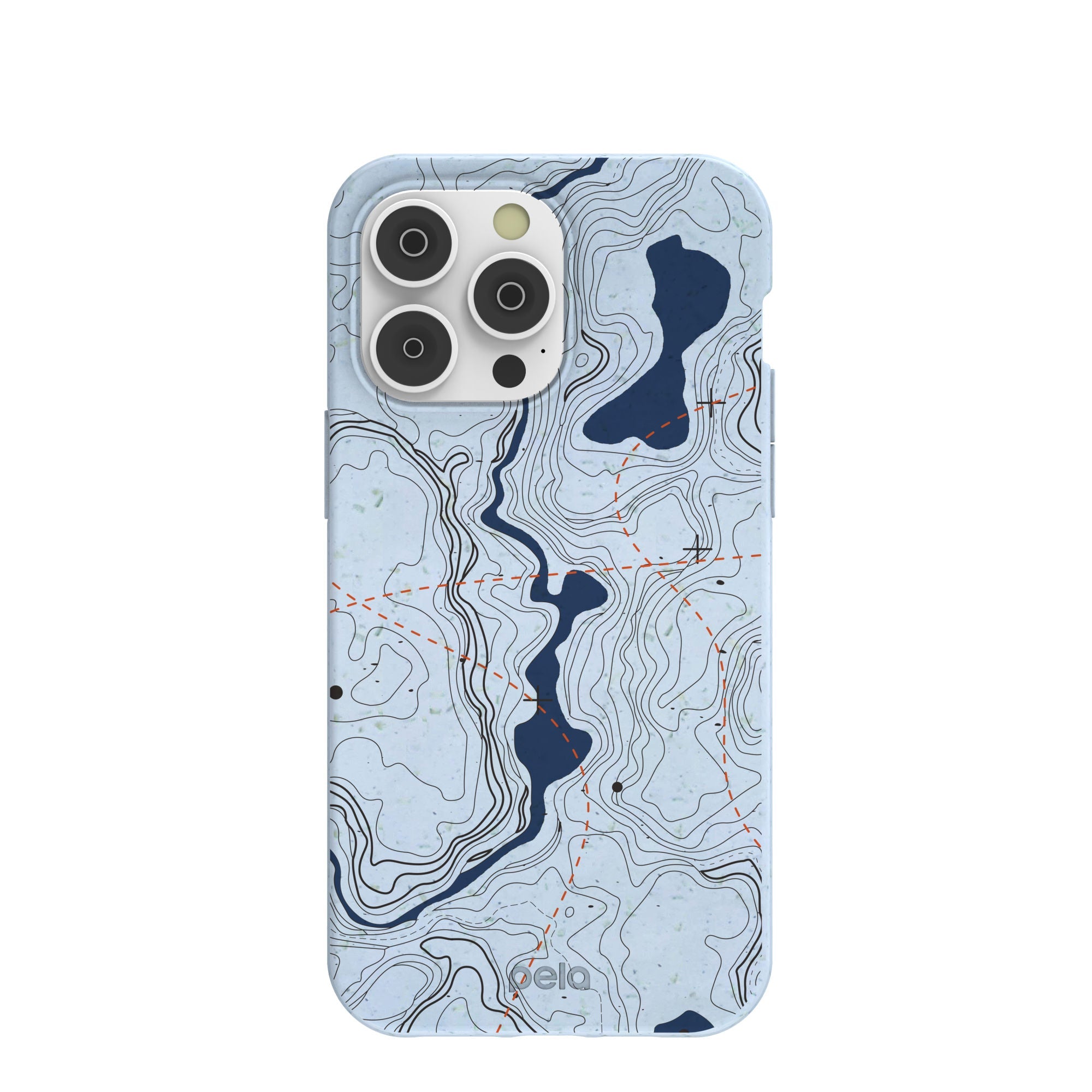 Powder Blue Contour Lines iPhone 14 Pro Max Case Refurbished - Pela Case refurbished available on Cerqular