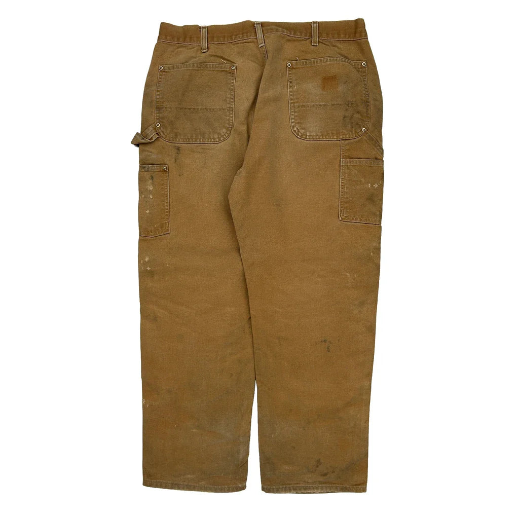 Carhartt Double Knee Carpenter Trousers - 35W 31L Brown Cotton Refurbished - Thrifted (note: this is a term often used to describe second- refurbished available on Cerqular