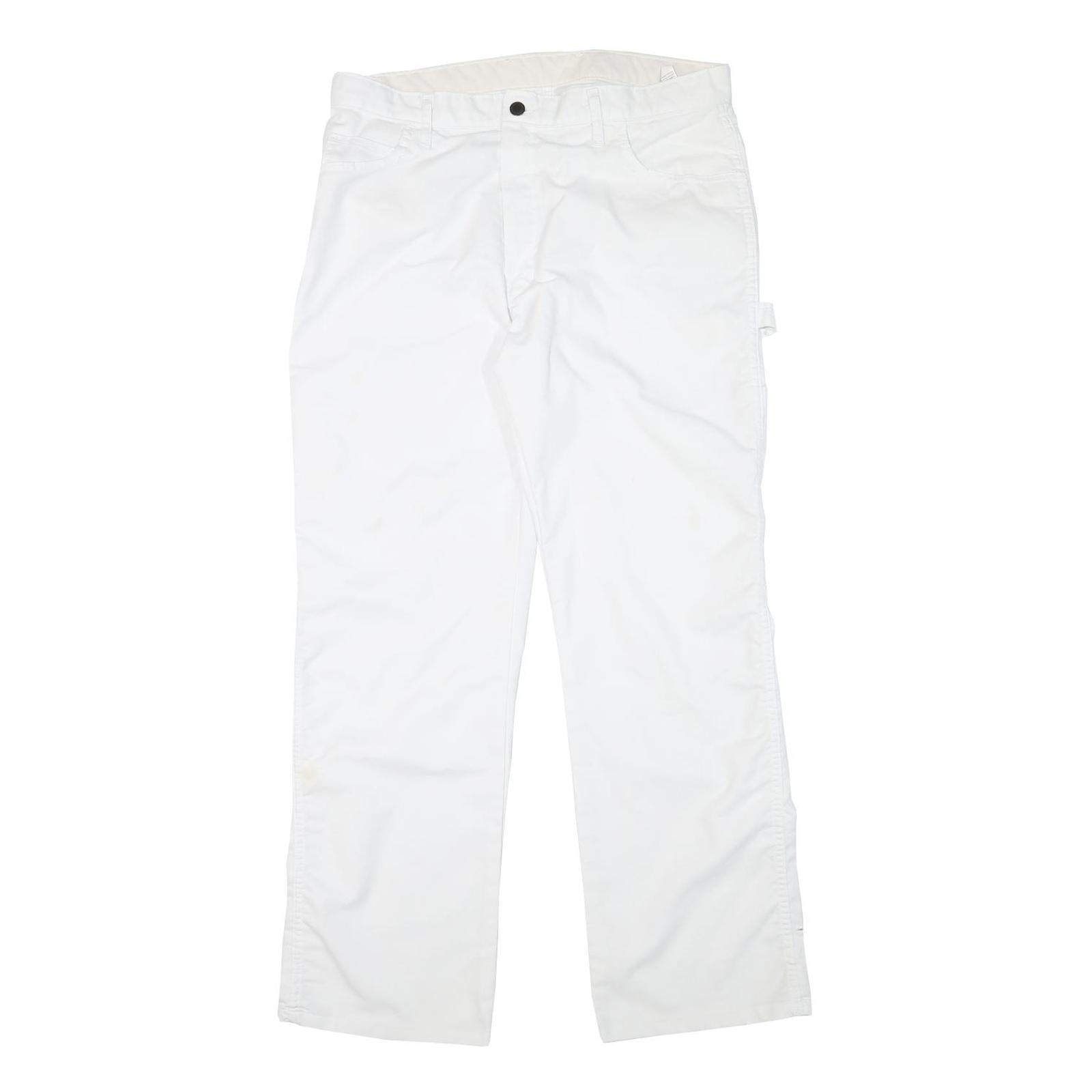DICKIES Mens White Regular Fit Straight Leg Trousers W34 L31 Cotton Blend Refurbished - N/A refurbished available on Cerqular