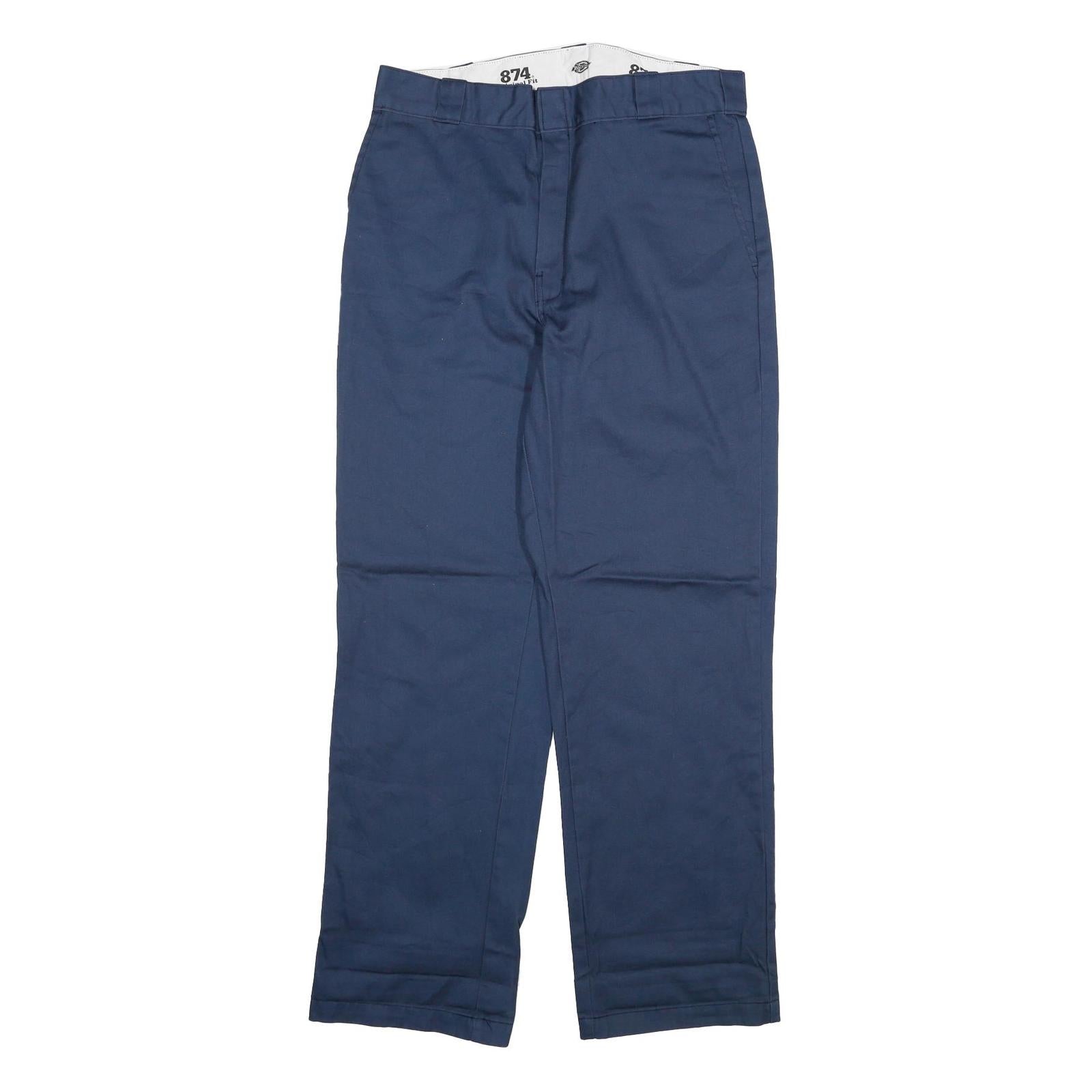 DICKIES Mens Regular Fit Navy Blue Cotton Blend Trousers W32 L31 Classic Zip Refurbished - N/A refurbished available on Cerqular