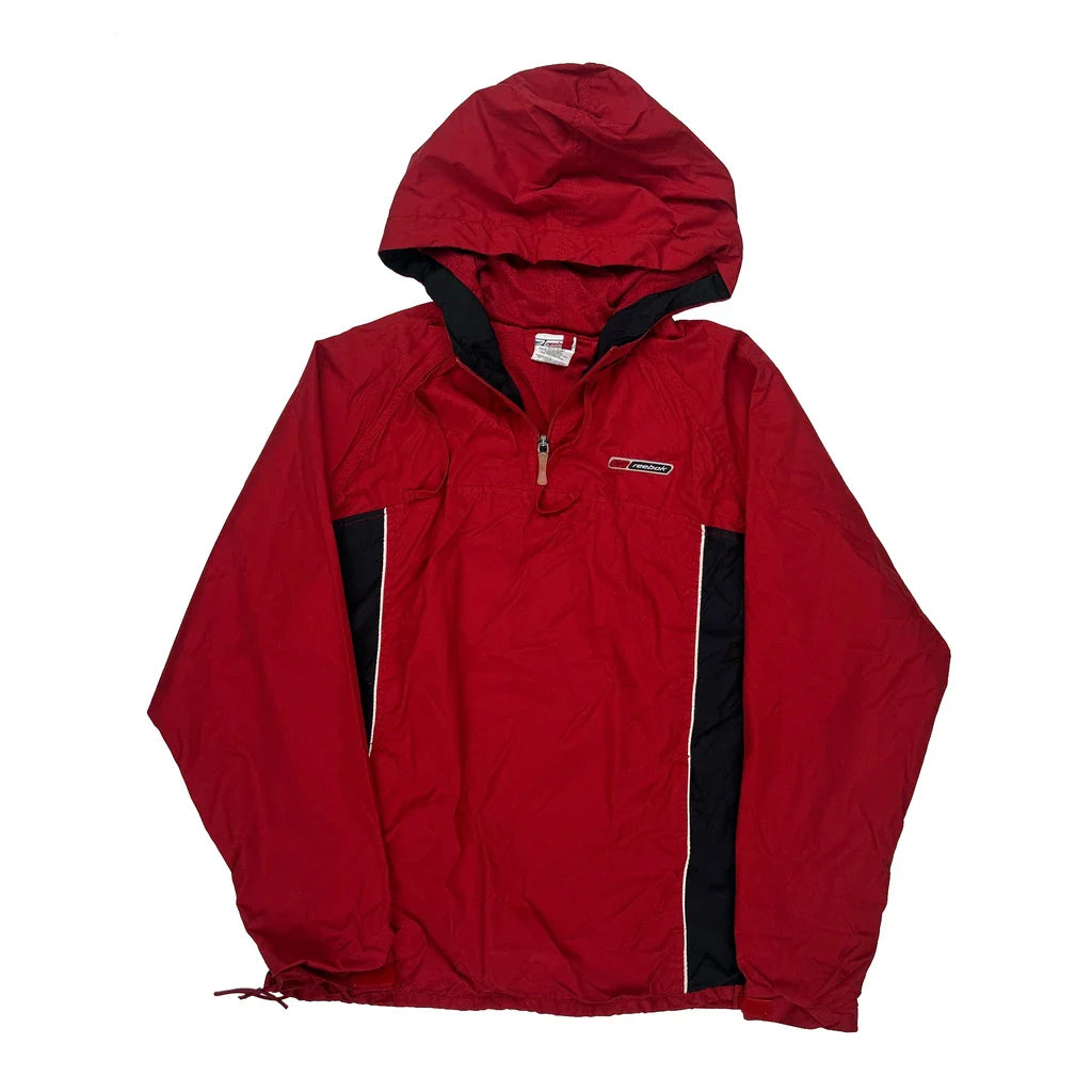 Reebok Windbreaker - Large Black Polyester Refurbished - Thrifted (note: this is a term often used to describe second- refurbished available on Cerqular