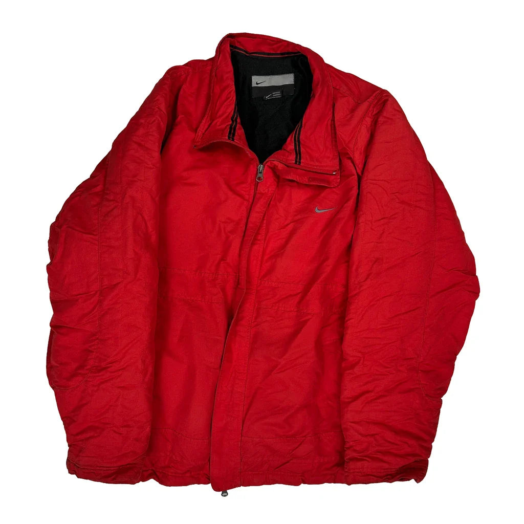 Nike Puffer - Large Red Polyester Refurbished - Thrifted (note: this is a term often used to describe second- refurbished available on Cerqular