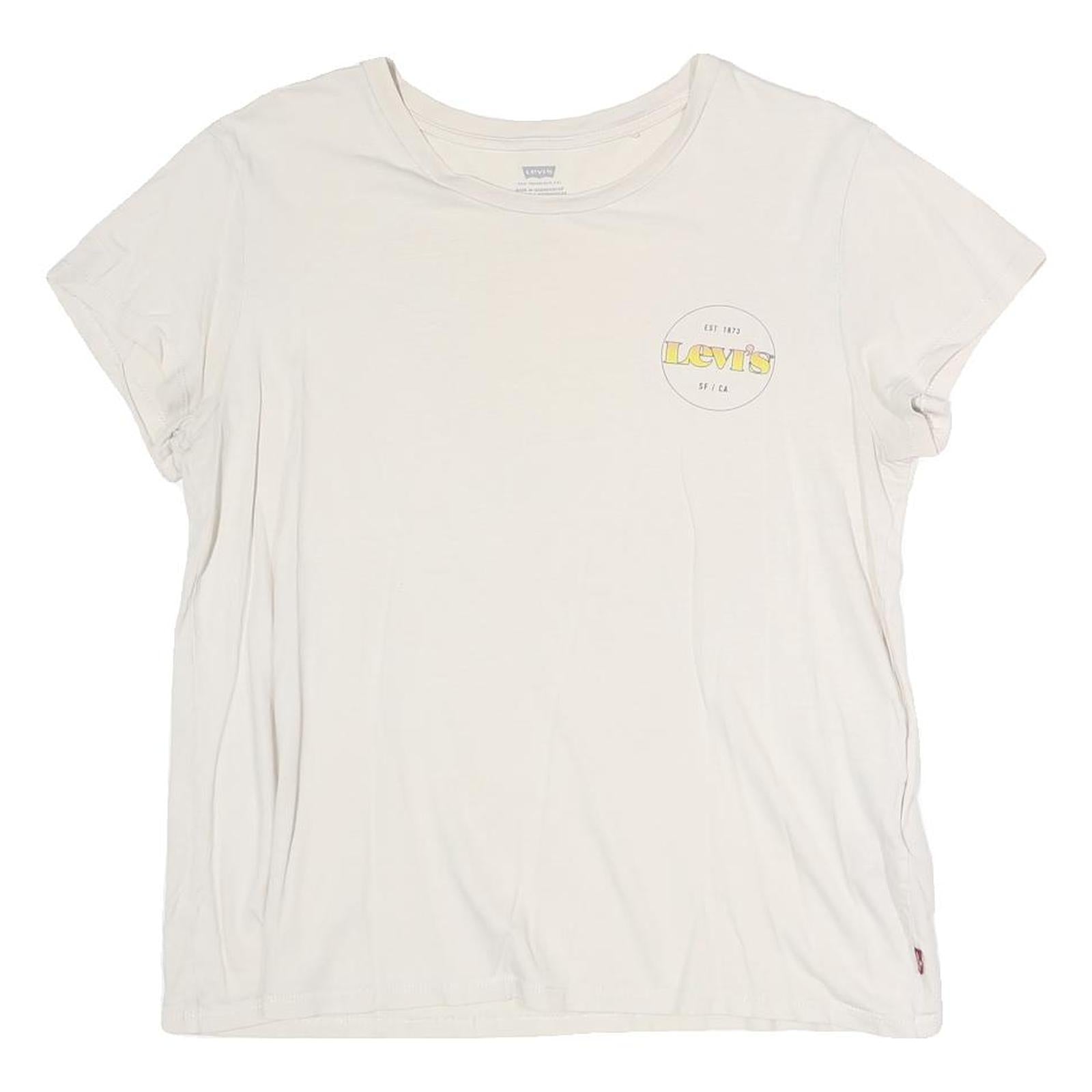 LEVI'S Womens White Graphic T-Shirt L Short Sleeve Crew Neck Casual Cotton Refurbished - N/A refurbished available on Cerqular
