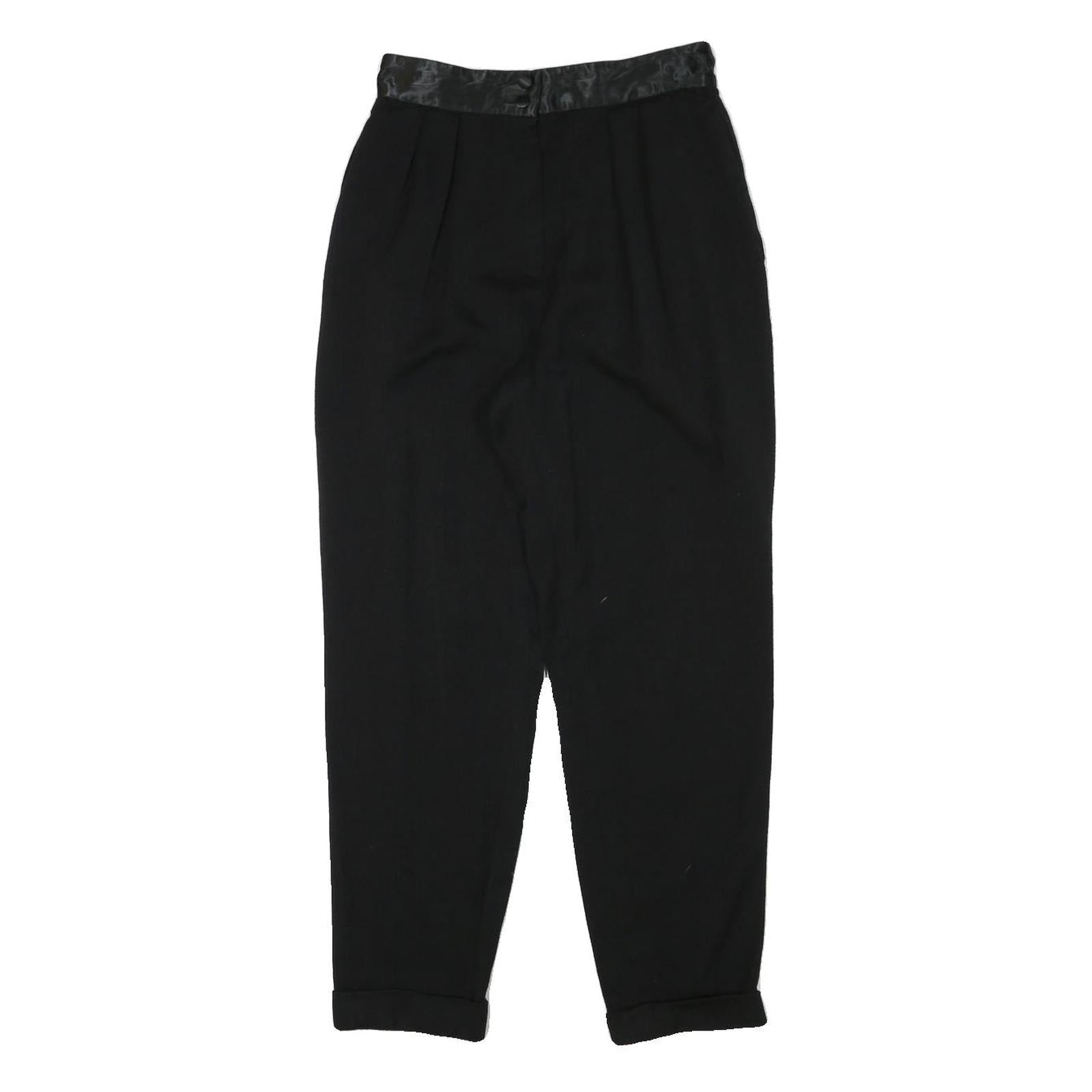 Womens Wool Blend Black Relaxed Tapered Trousers W25 L26 Smart Casual Zip Refurbished - N/A refurbished available on Cerqular
