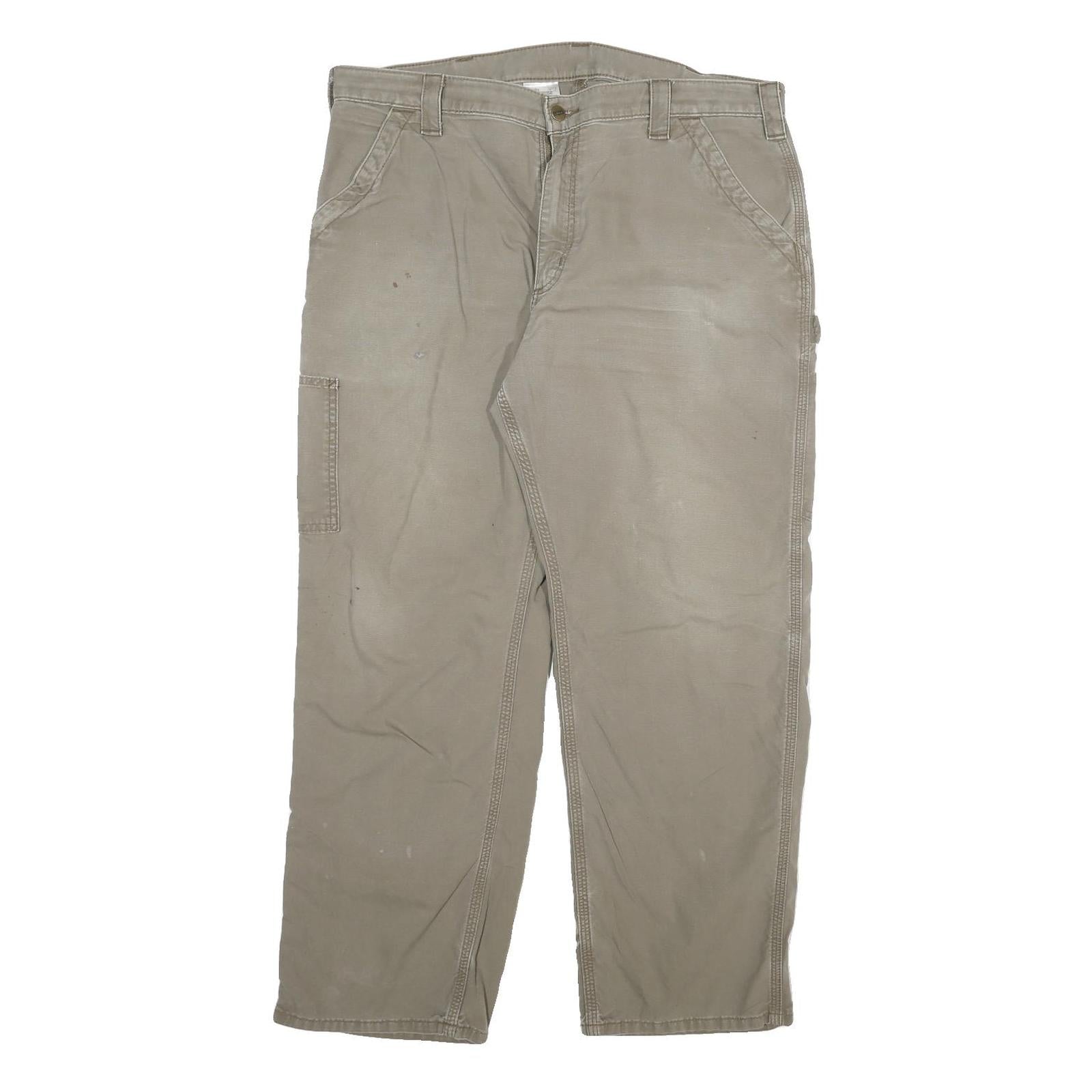 CARHARTT Mens Cotton Blend Beige Relaxed Straight Leg Trousers W38 L30 Workwear Refurbished - N/A refurbished available on Cerqular