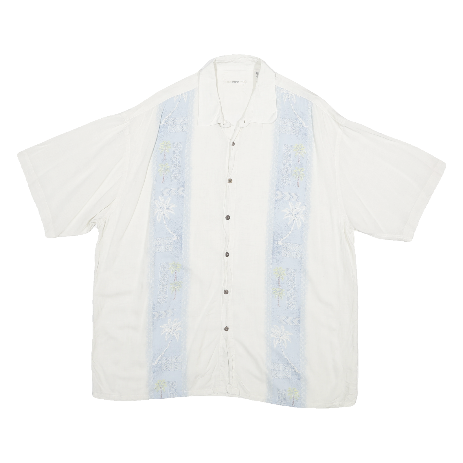 MODA CAMPIA MODA Mens White & Pale Blue Rayon Shirt 2XL Relaxed Fit Casual Refurbished - N/A refurbished available on Cerqular
