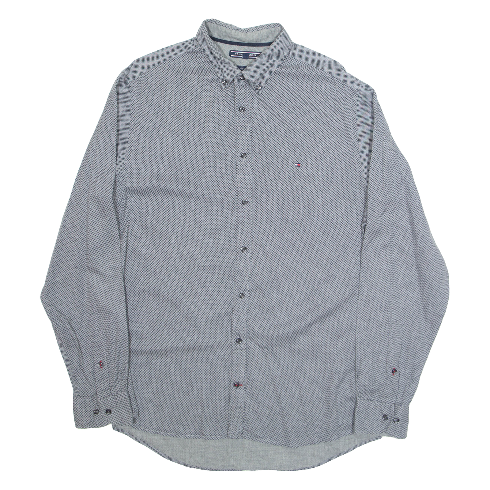 TOMMY HILFIGER Mens Shirt Grey Spotted Long Sleeve L Refurbished - N/A refurbished available on Cerqular