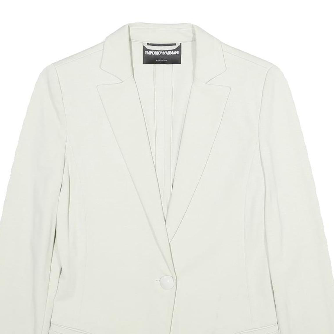 EMPORIO ARMANI Womens White Jacket XS Button Plain Classic Blazer Tailored Refurbished - N/A refurbished available on Cerqular