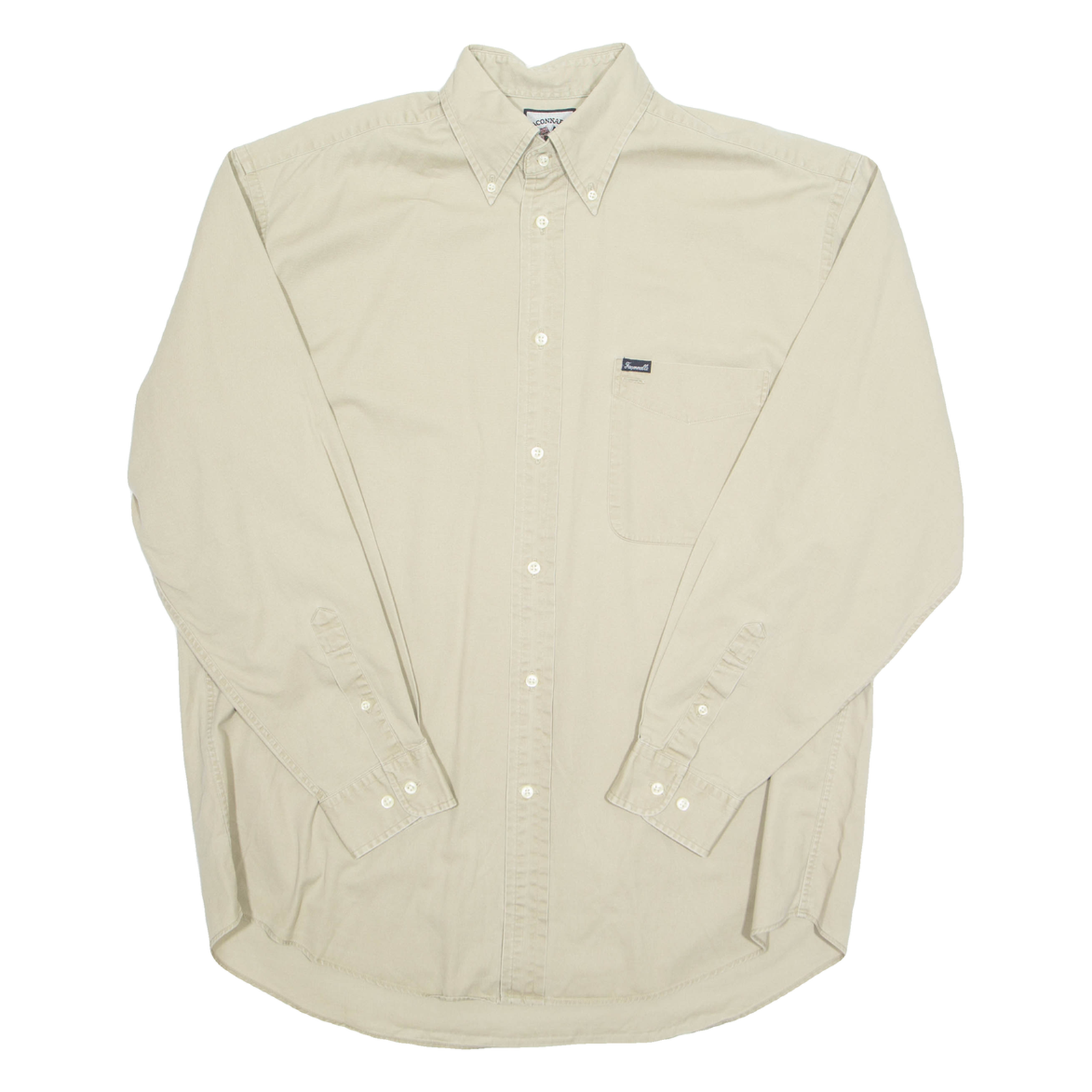 FACONNNABLE Mens Plain Shirt Beige Long Sleeve M Refurbished - N/A refurbished available on Cerqular