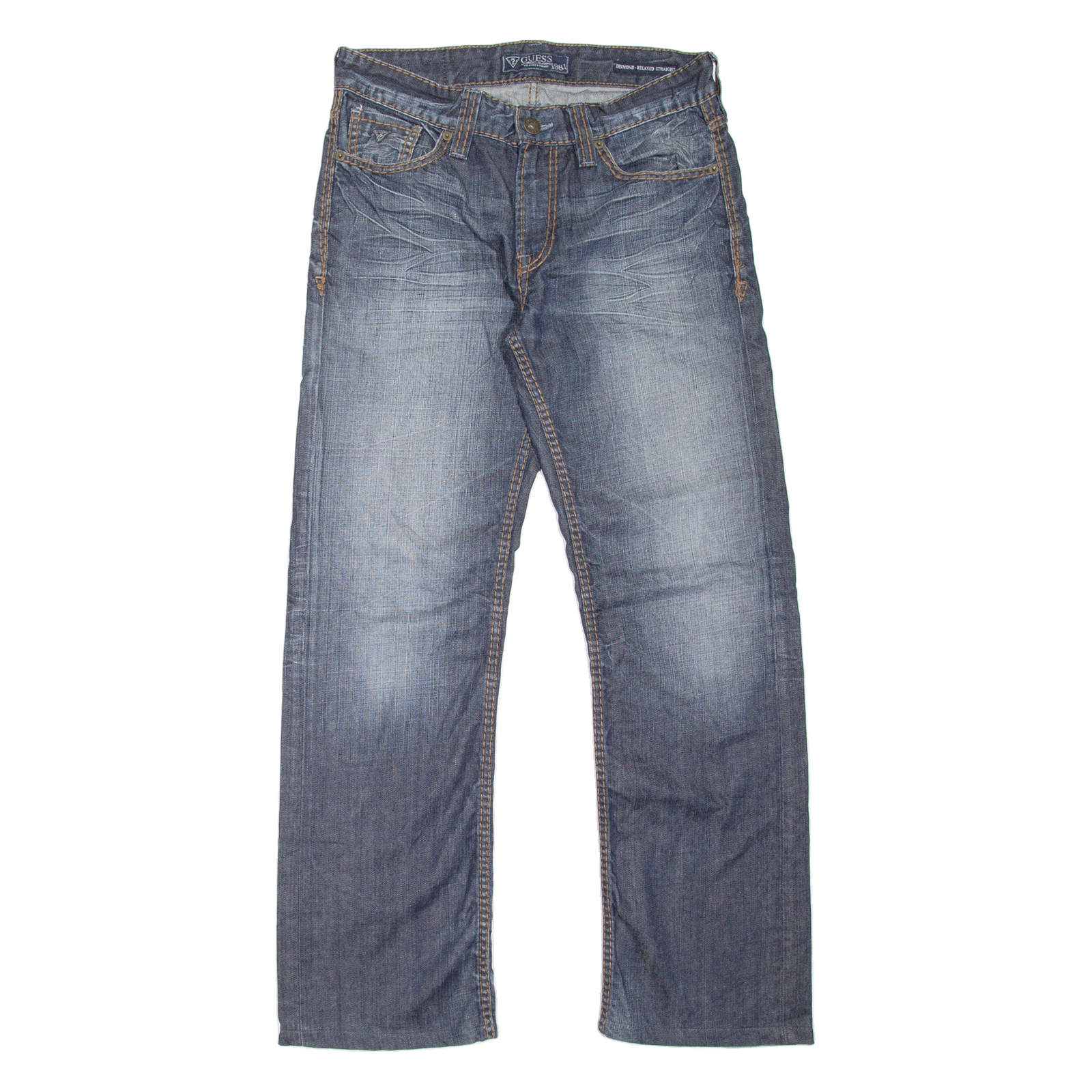 GUESS Desmond Mens Jeans Blue Relaxed Straight Stone Wash W31 L30 Refurbished - N/A refurbished available on Cerqular