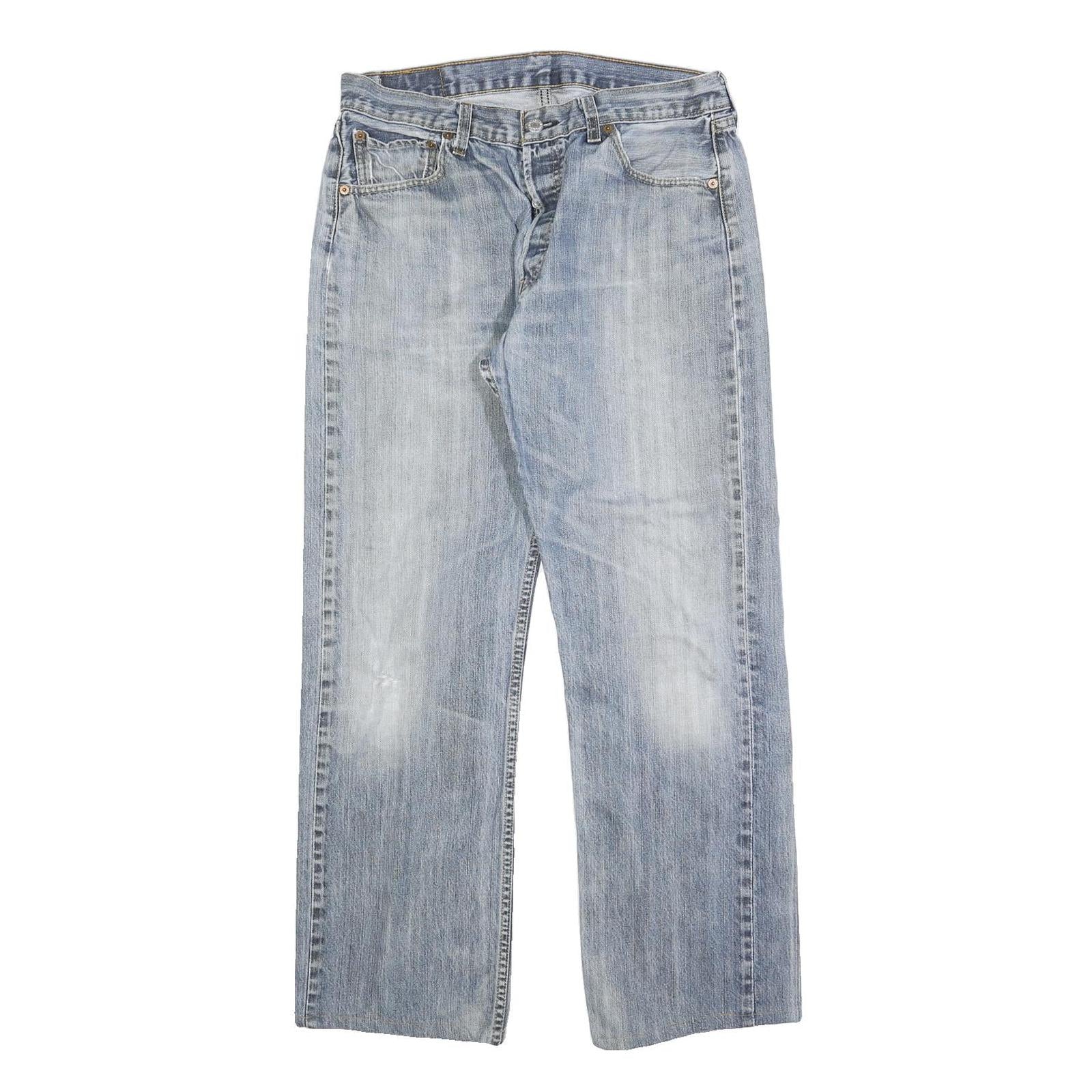 LEVI'S 501 Mens Jeans Blue Regular Straight Denim Medium W30 L30 Button Closure Refurbished - N/A refurbished available on Cerqular