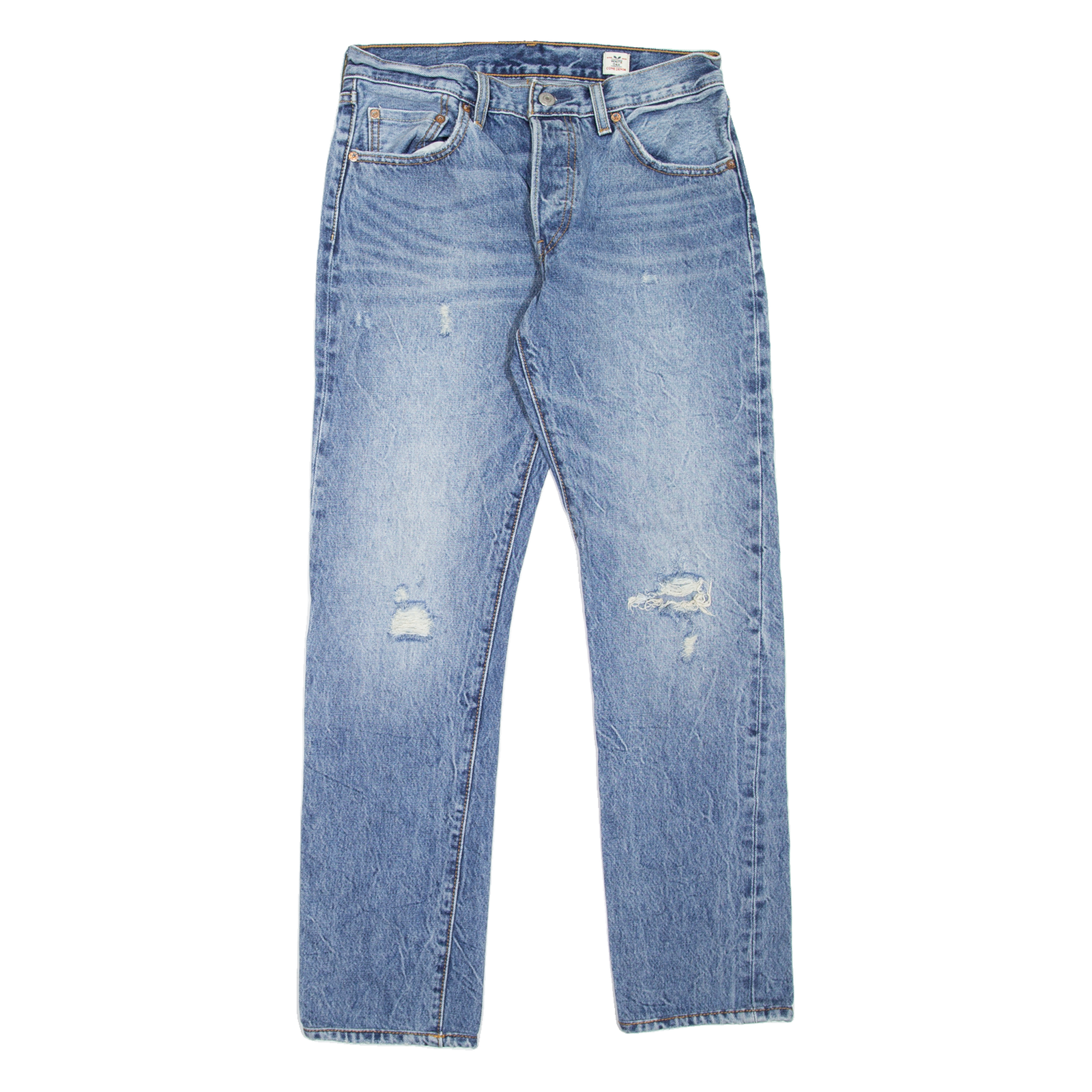 LEVI'S 501 Jeans Distressed Womens Blue Regular Straight Stone Wash W27 L29 Refurbished - N/A refurbished available on Cerqular