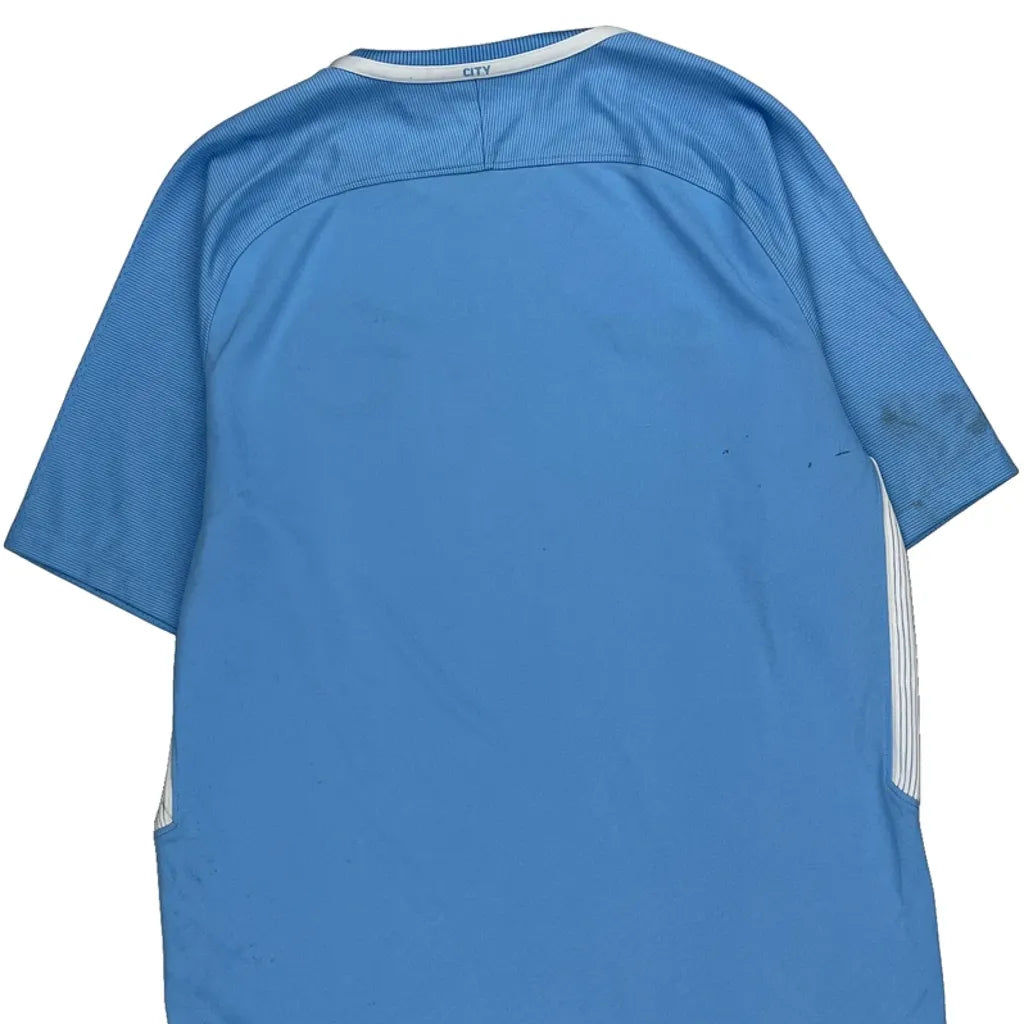 Manchester City 2017/18 Home Nike Football Football Shirt - Medium Blue Polyester Refurbished - Thrifted (note: this is a term often used to describe second- refurbished available on Cerqular