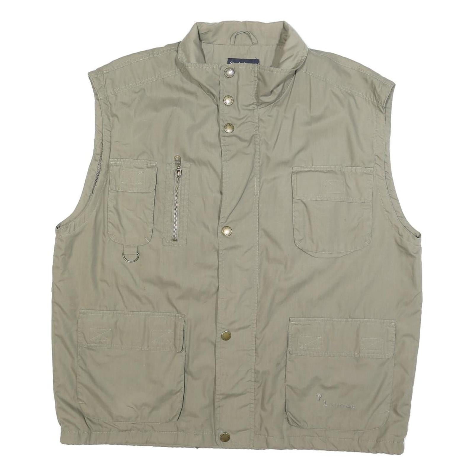 PORT LOUIS Mens Beige Utility Jacket 2XL Polyester Blend Zip Casual Outdoor Refurbished - N/A refurbished available on Cerqular