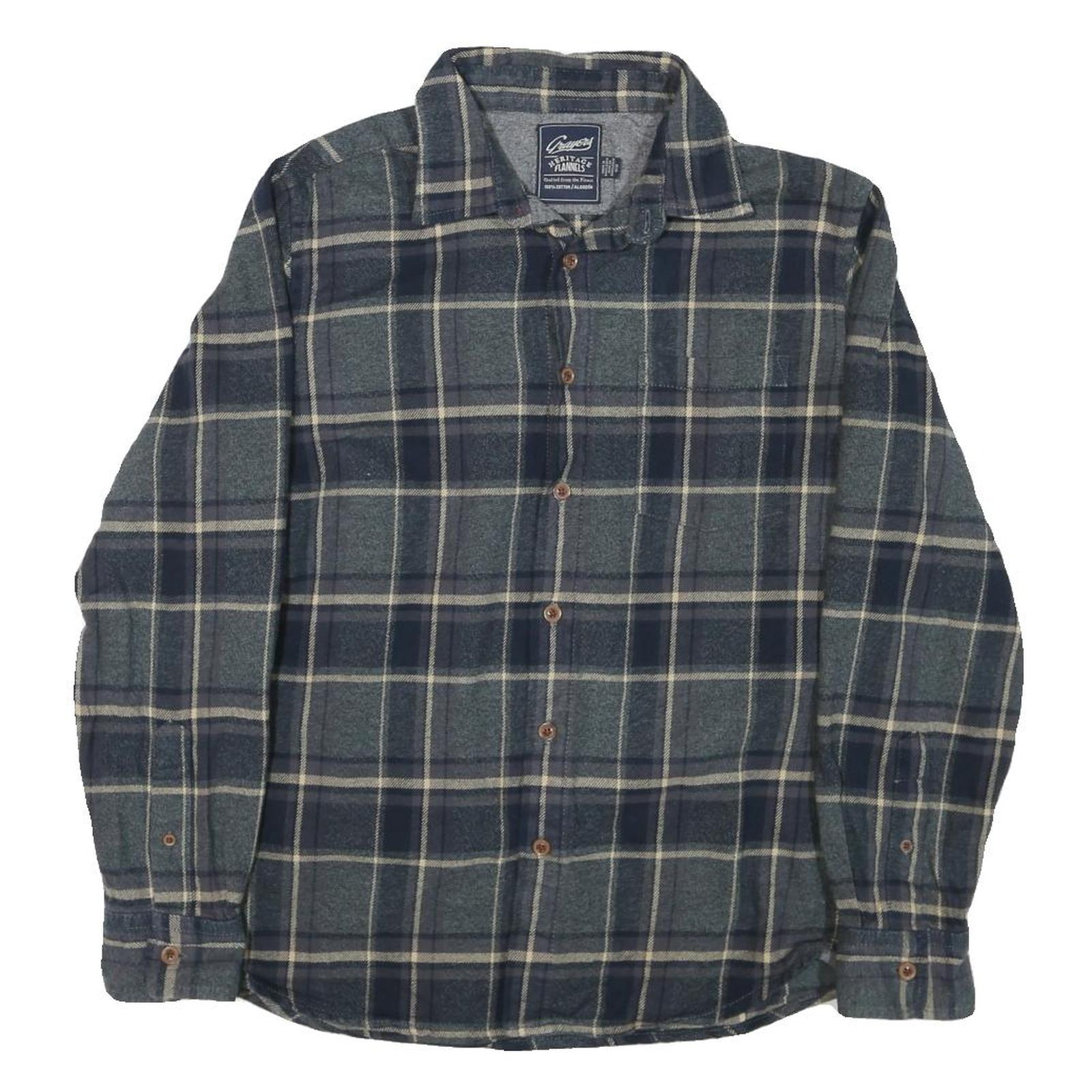 GRAYENS Mens Blue Grey Check Shirt M Cotton Blend Casual Long Sleeve Button Refurbished - N/A refurbished available on Cerqular