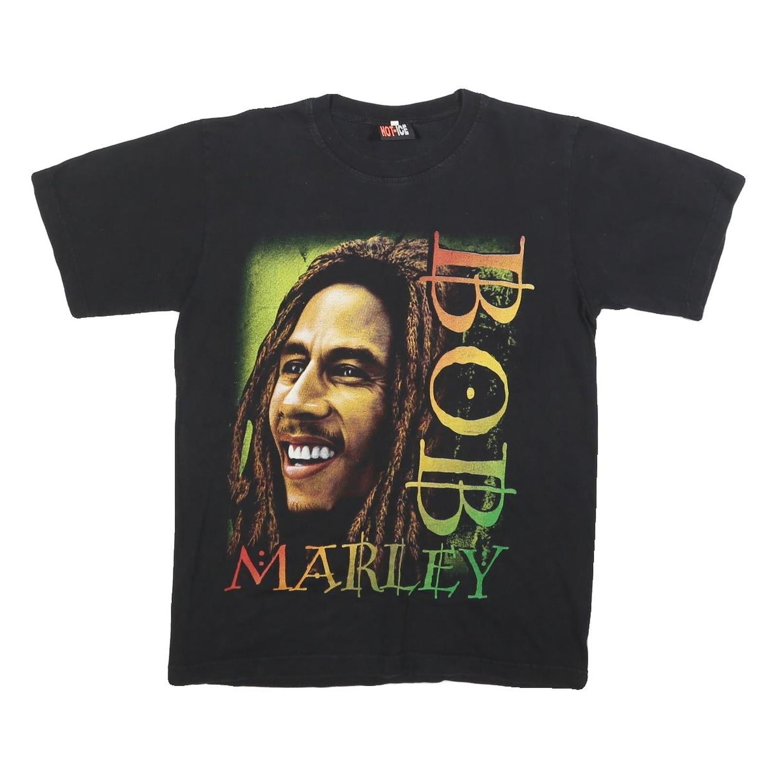 HOT ICE Mens Black Bob Marley Graphic T-Shirt S Short Sleeve Crew Neck Cotton Refurbished - N/A refurbished available on Cerqular