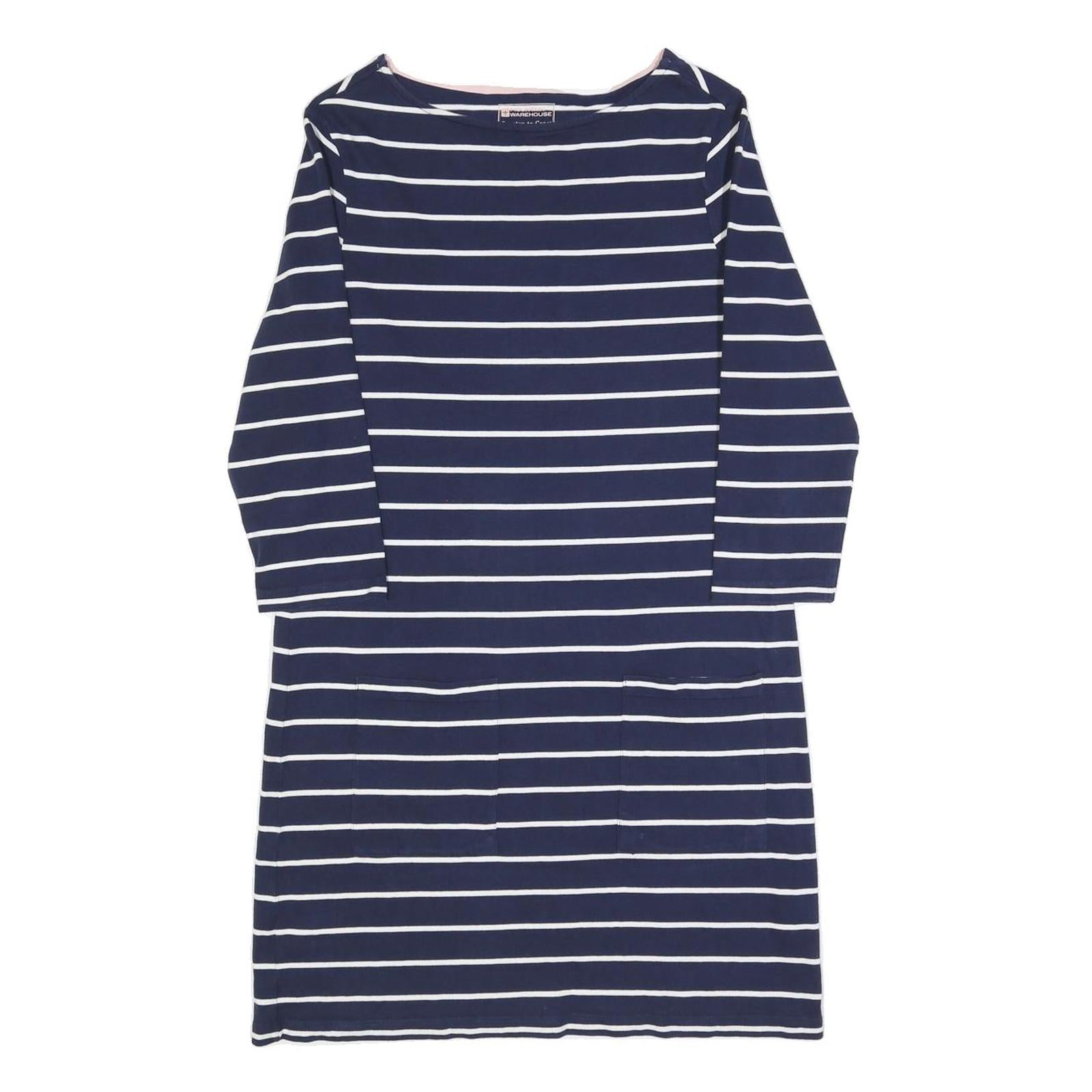 MOUNTAIN WAREHOUSE Womens Navy & White Striped Day Cotton Blend Dress UK 12 Refurbished - N/A refurbished available on Cerqular