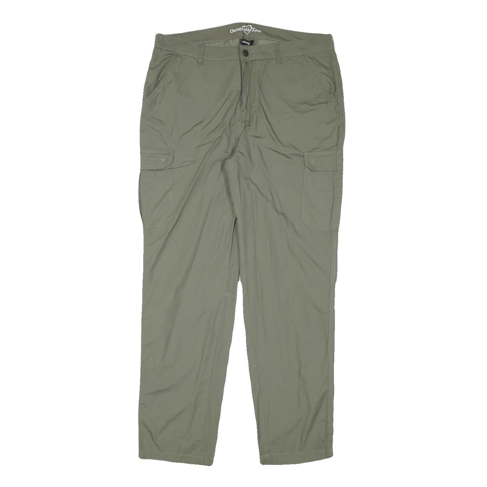 CHICOREE Womens Relaxed Woven Green Cargo Trousers W34 L30 Zip Closure Refurbished - N/A refurbished available on Cerqular
