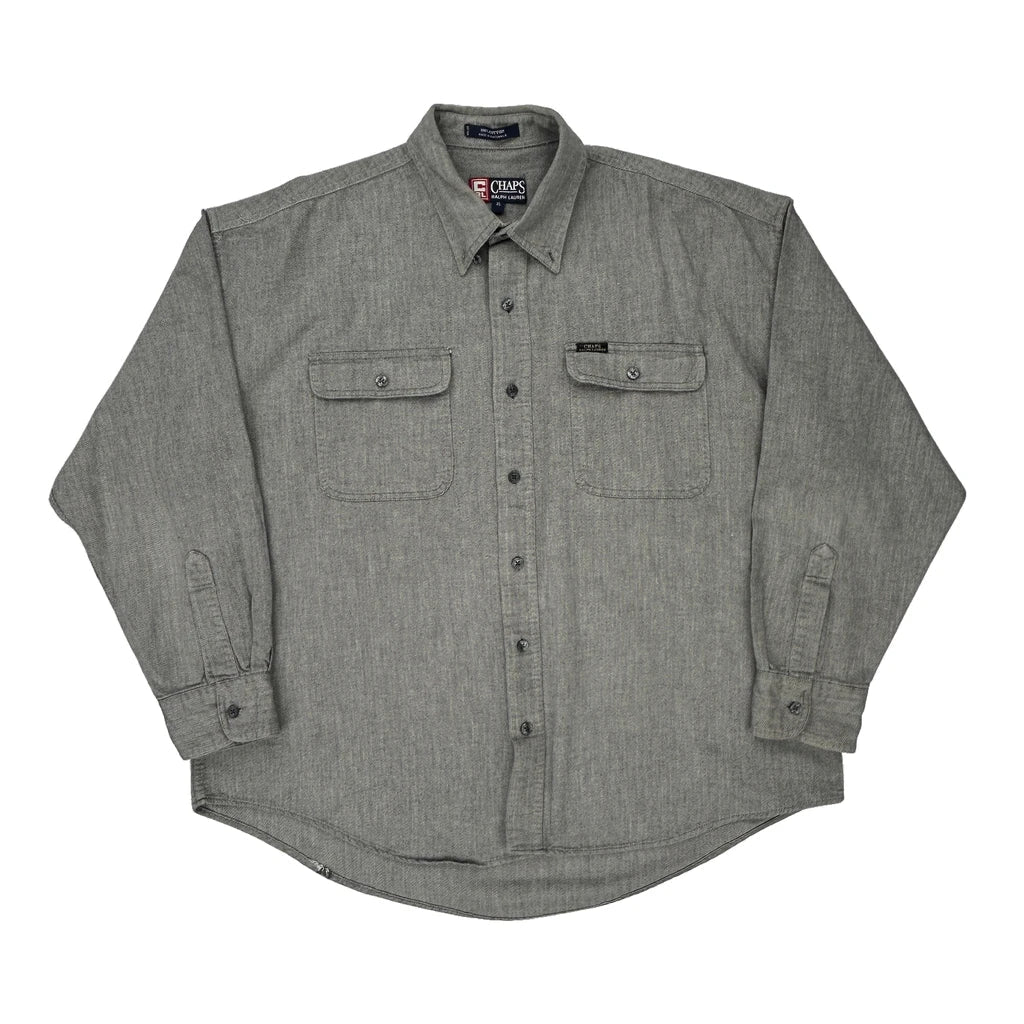 Chaps Ralph Lauren Shirt - XL Grey Cotton Refurbished - Thrifted (note: this is a term often used to describe second- refurbished available on Cerqular