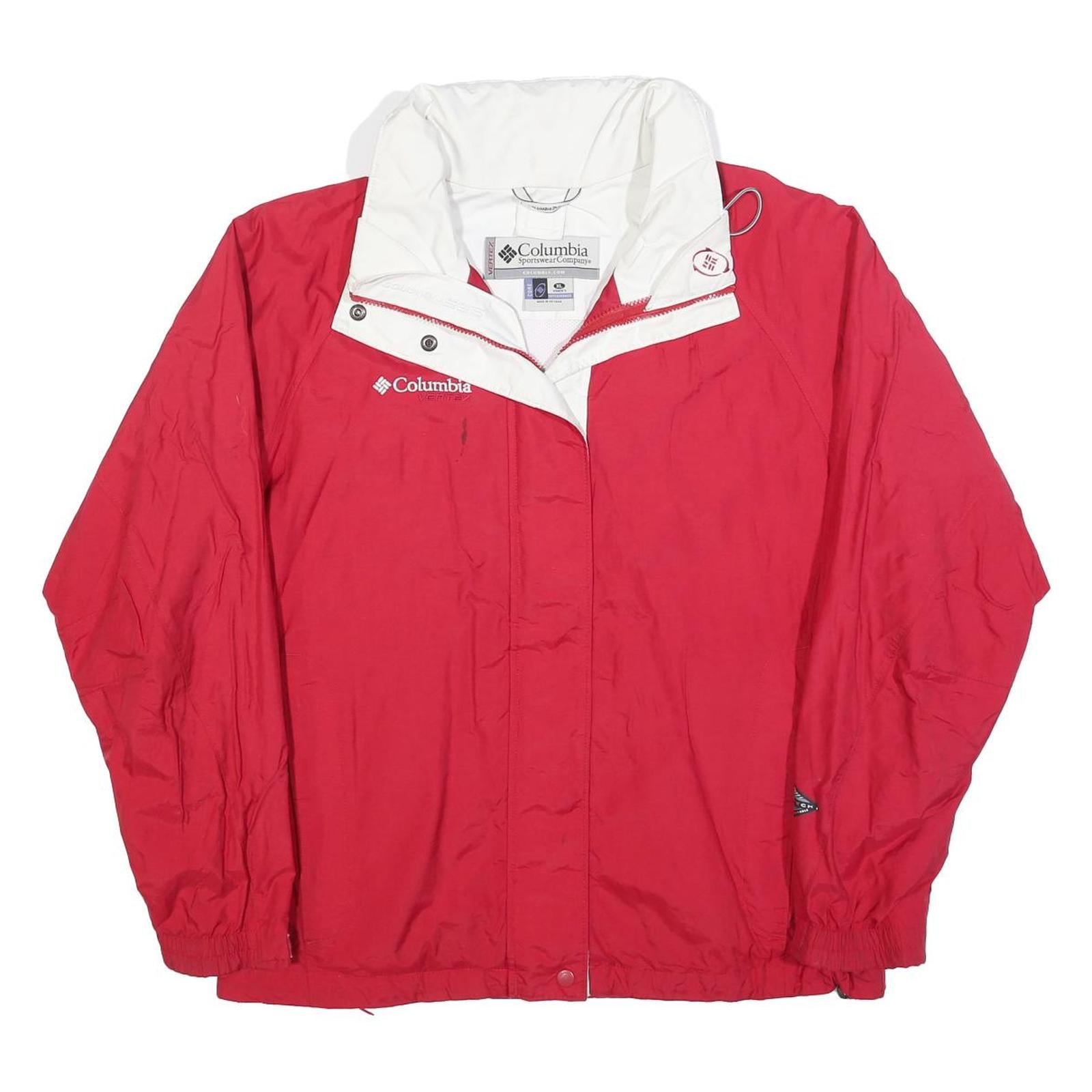 COLUMBIA Womens Red & White Outdoor Jacket XL Polyester Blend Zip Lightweight Refurbished - N/A refurbished available on Cerqular