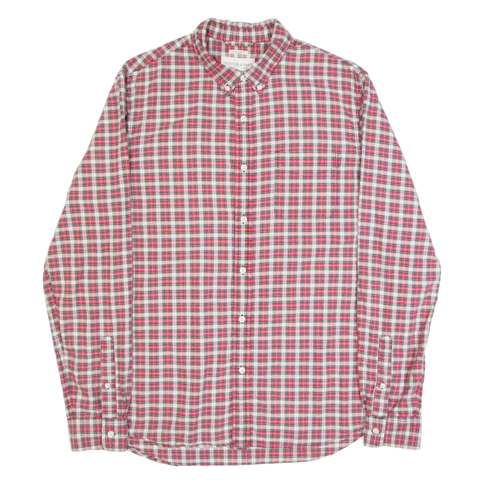 Vintage RALPH LAUREN DENIM & SUPPLY Mens Shirt Red 90s Check Long Sleeve L Refurbished - N/A refurbished available on Cerqular