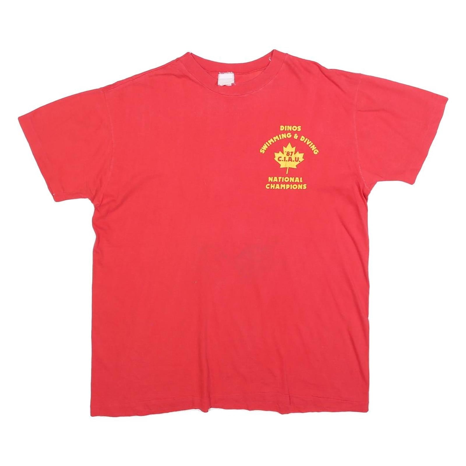 Mens Red Dinos Swimming & Diving 87 Cotton Blend T-Shirt L Crew Neck Short Refurbished - N/A refurbished available on Cerqular
