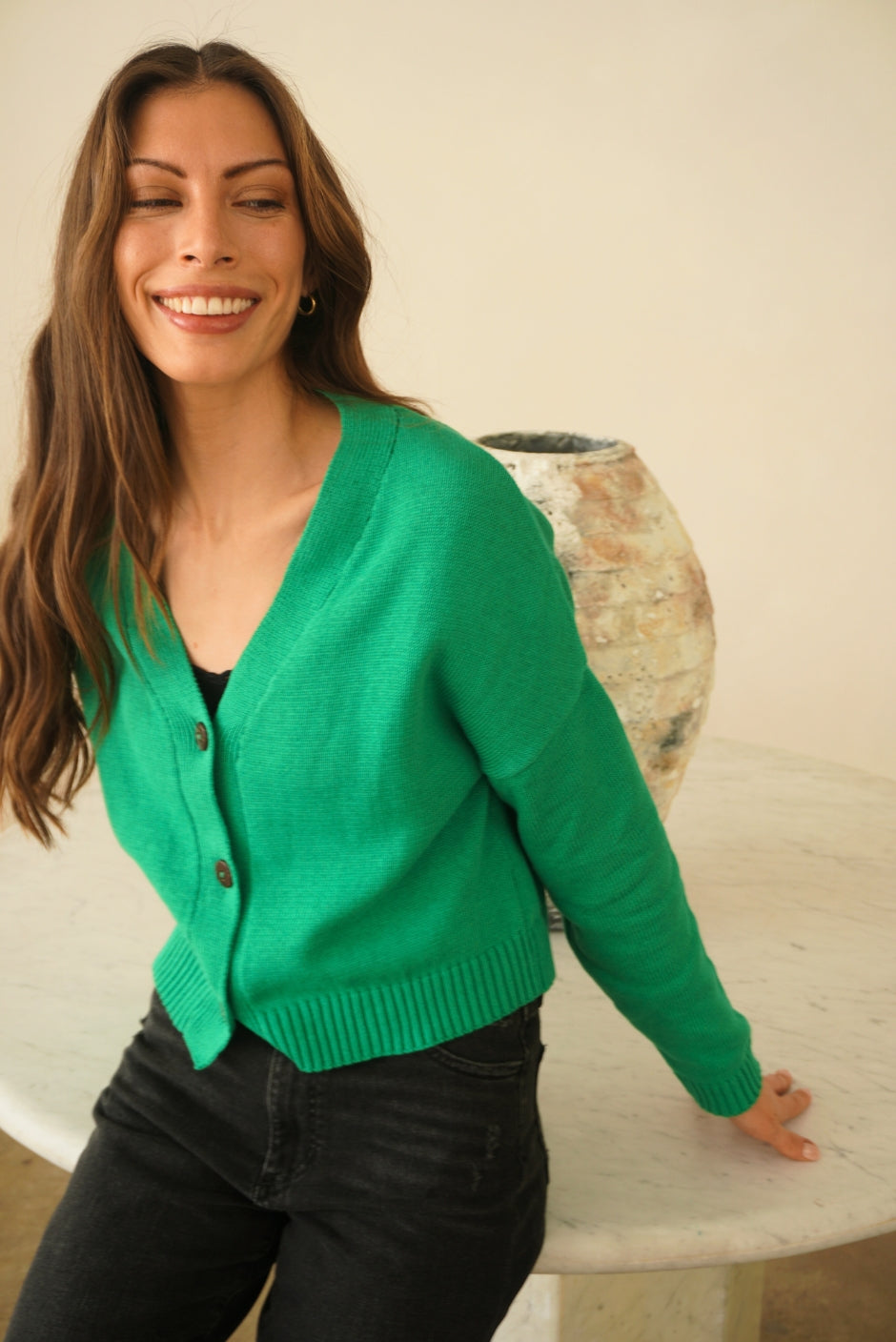 Buy Diana Cardigan in Emerald Green | Size: XXL Refurbished - $139.00 Diana Cardigan in Emerald Green | Size: XXL Refurbished - N/A (Paneros is not a known clothing brand. It is possible refurbished available on Cerqular