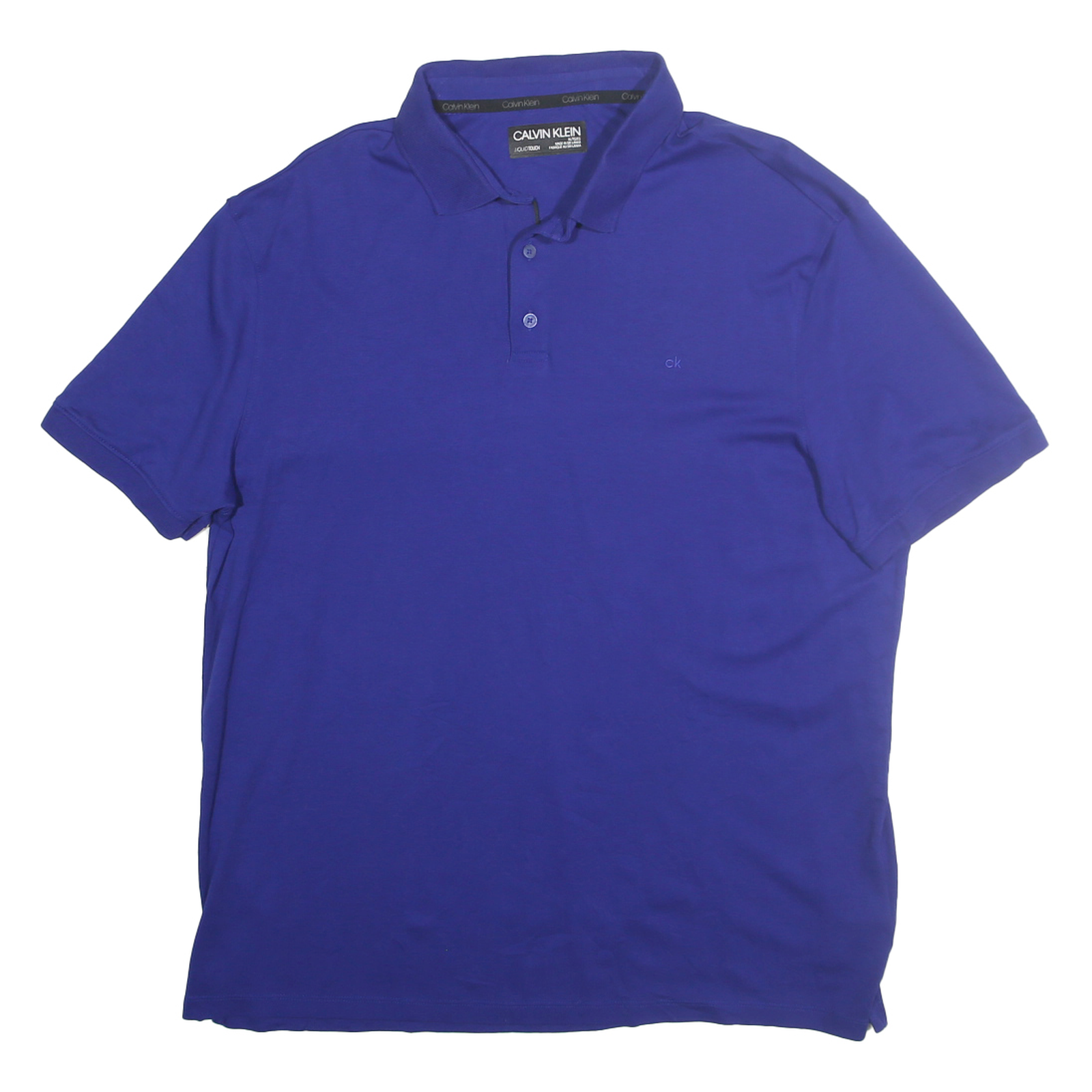 CALVIN KLEIN Mens Blue XL Short Sleeve Plain Polo Shirt Cotton Casual Refurbished - N/A refurbished available on Cerqular