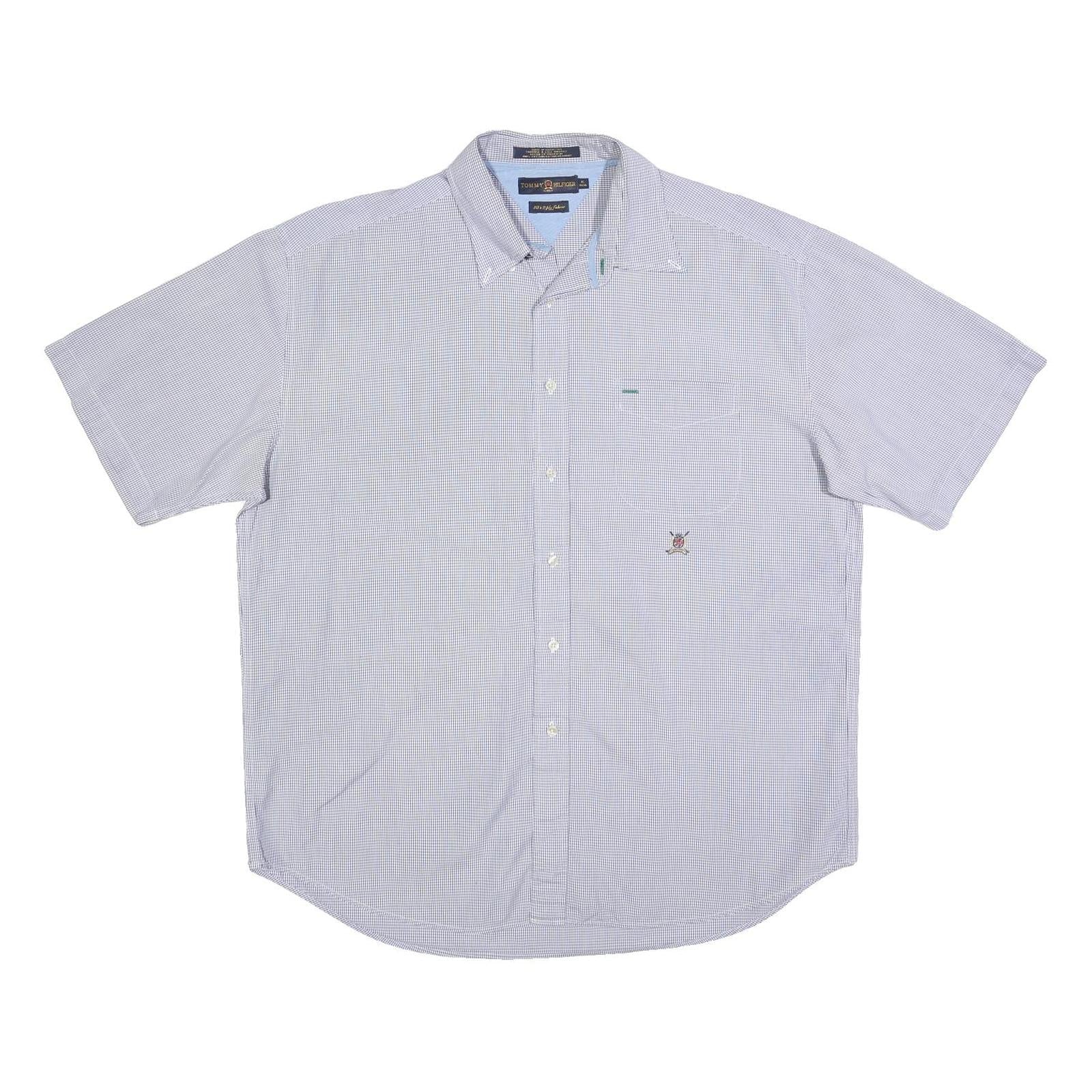 TOMMY HILFIGER Mens Blue & White Checked Shirt XL Classic Cotton Button Shirt Refurbished - N/A refurbished available on Cerqular
