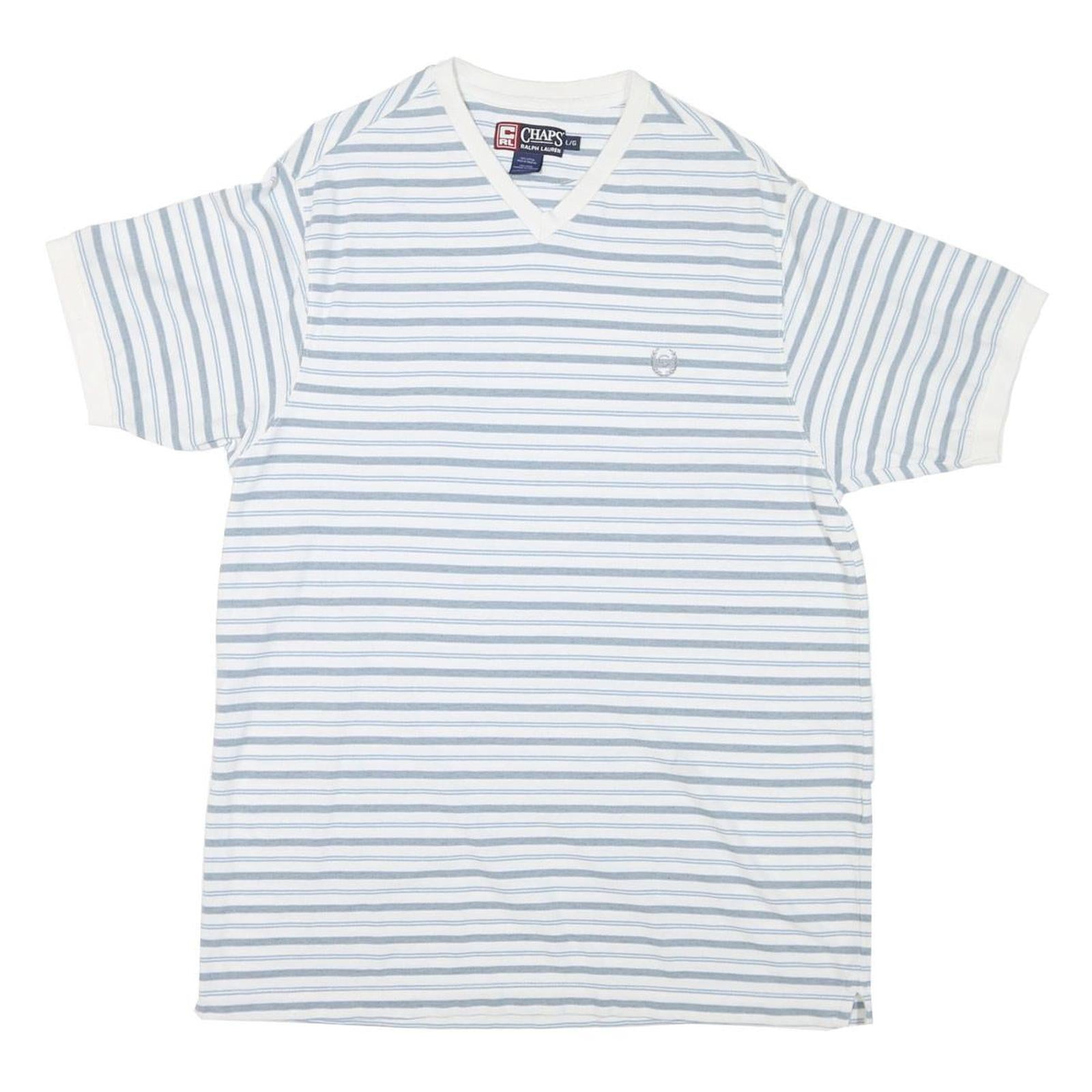 CHAPS RALPH LAUREN Mens White & Blue Striped Classic T-Shirt XL Short Sleeve Refurbished - N/A refurbished available on Cerqular