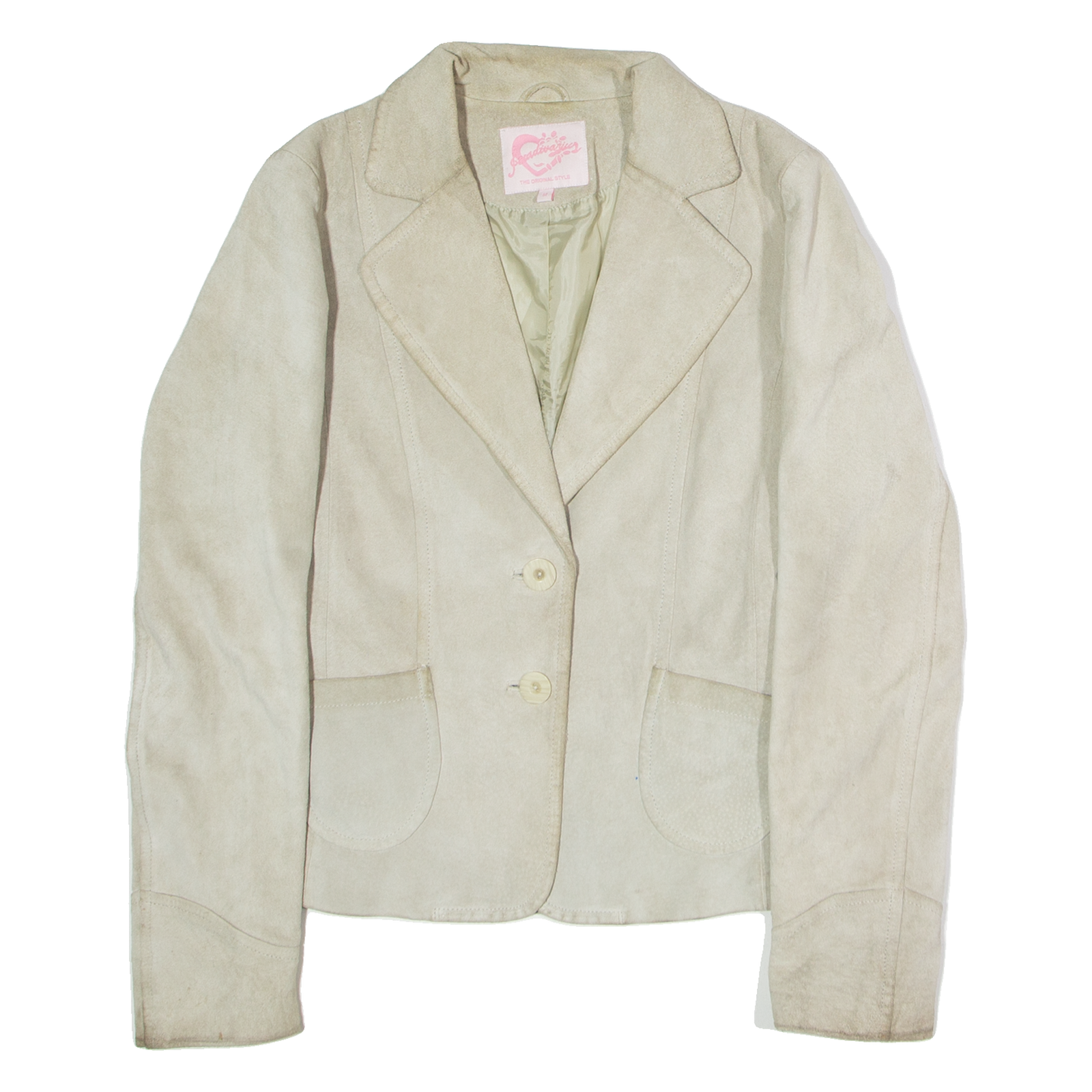 STRADIVARIUS Womens Blazer Jacket Beige Leather Suede 90s M Refurbished - N/A refurbished available on Cerqular