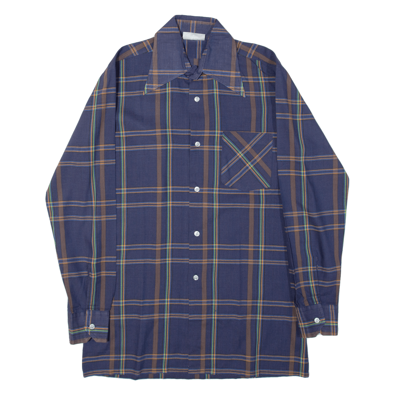 MASTER SHIRT Mens Shirt Blue Plaid Long Sleeve M Refurbished - N/A refurbished available on Cerqular