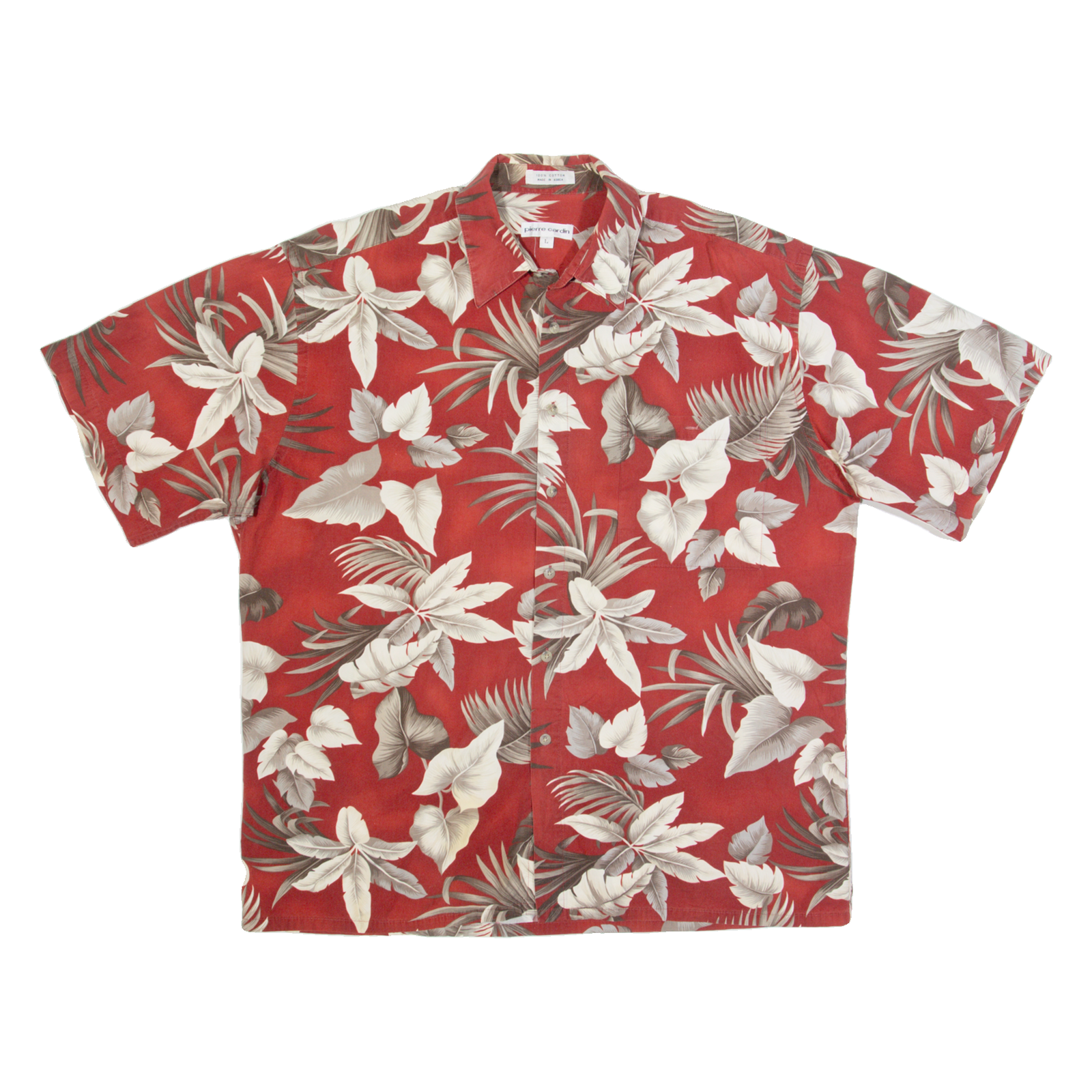 PIERRE CARDIN Mens Hawaiian Shirt Red Floral L Refurbished - N/A refurbished available on Cerqular