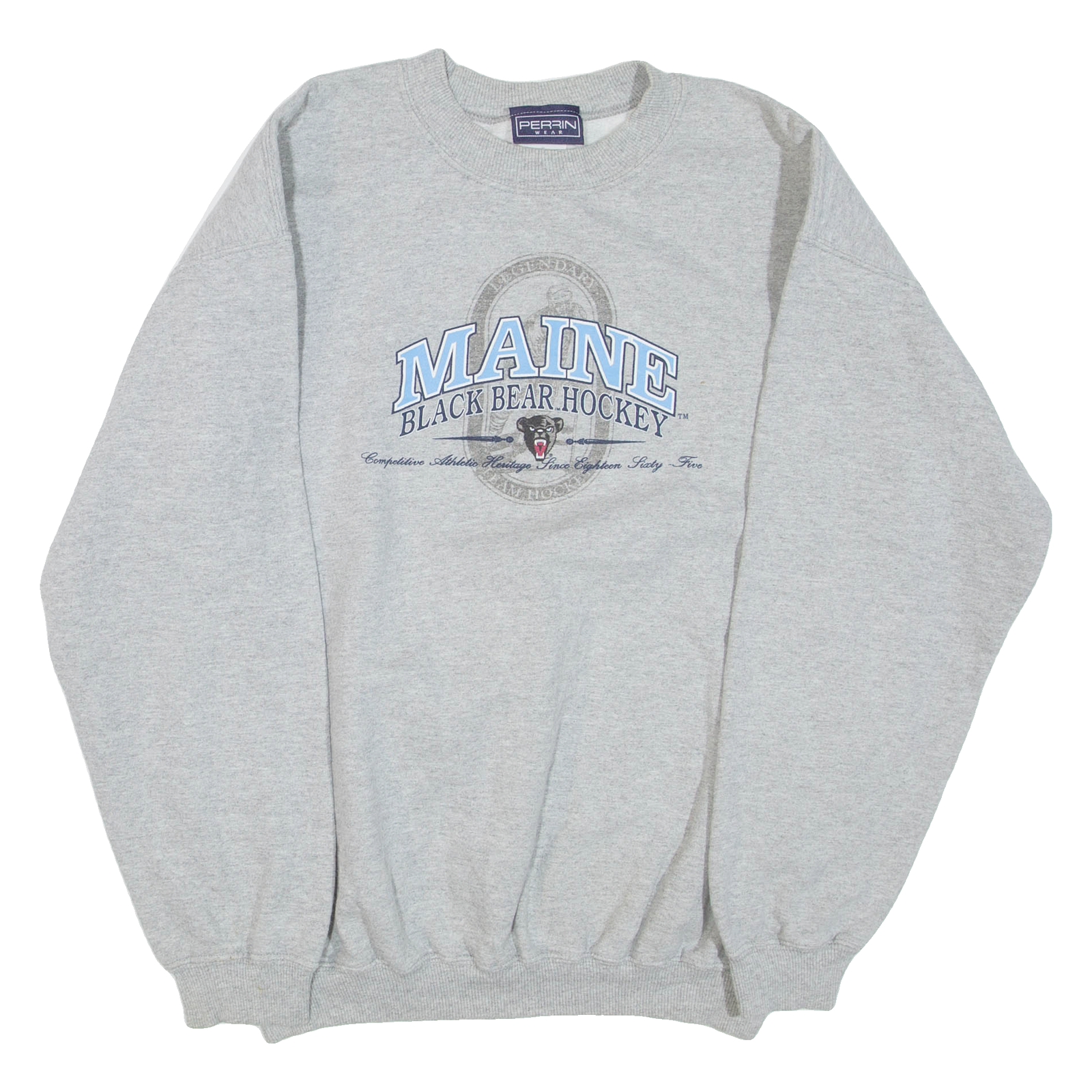 PERRIN WEAR Maine Black Bear Hockey Mens Sweatshirt Grey Crew Neck USA M Refurbished - N/A refurbished available on Cerqular