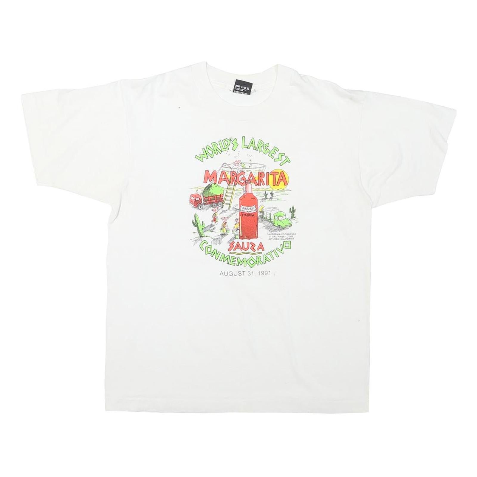 THE BEST Mens White World Lst Margarita Graphic T-Shirt L Short Sleeve Crew Neck Refurbished - N/A refurbished available on Cerqular